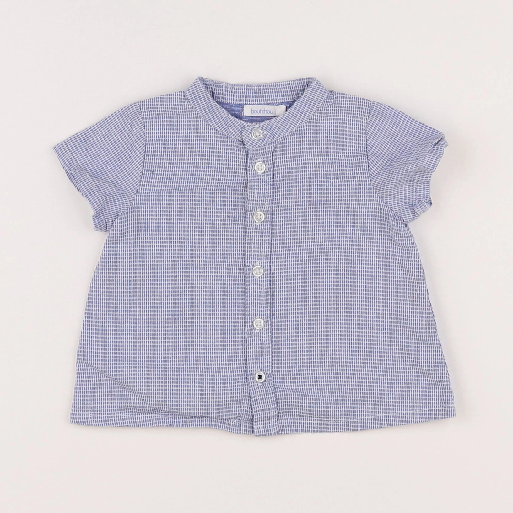 Boutchou - chemise blanc, bleu - 6 mois