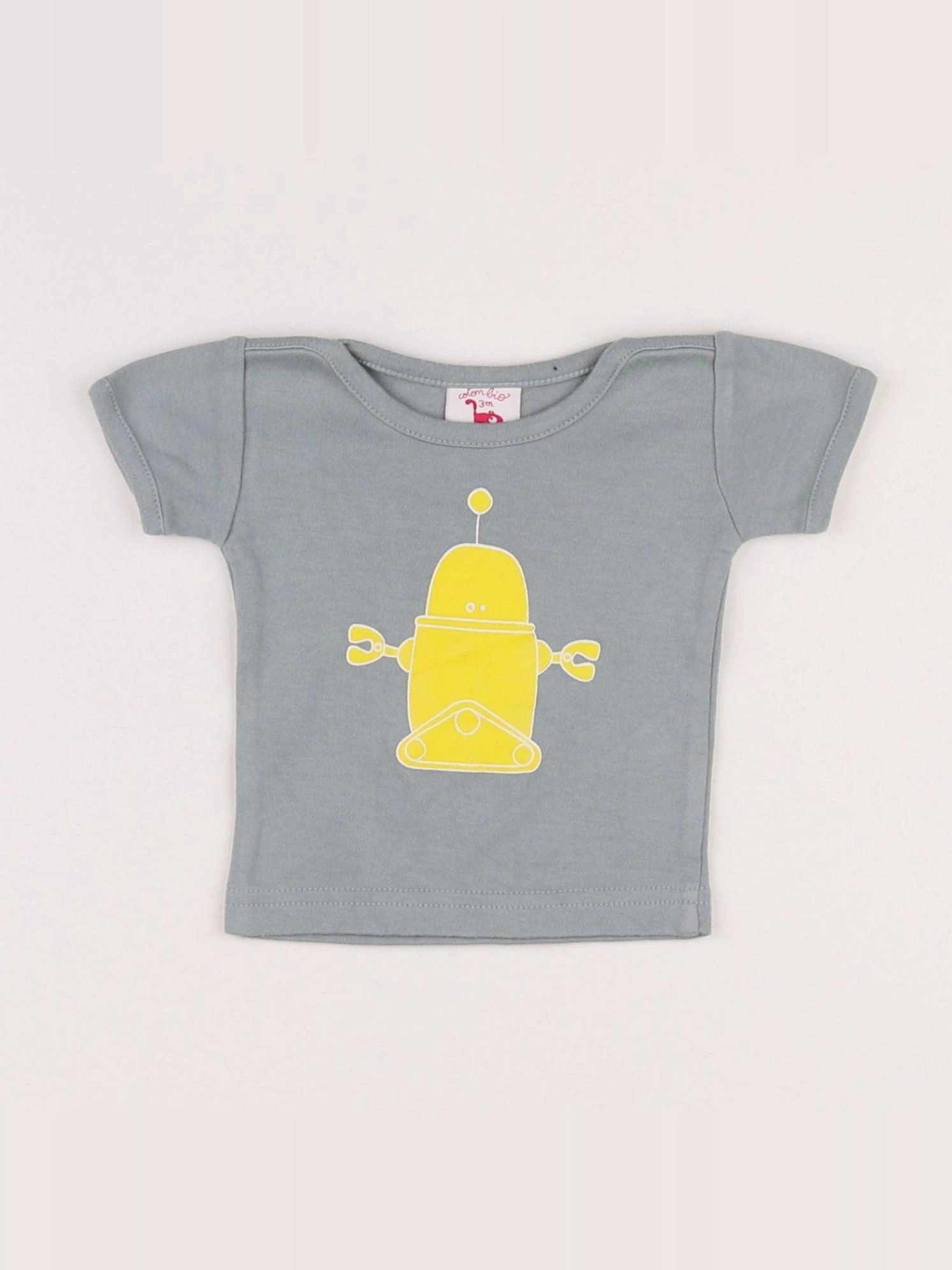 La queue du chat - tee-shirt vert, jaune - 3 mois