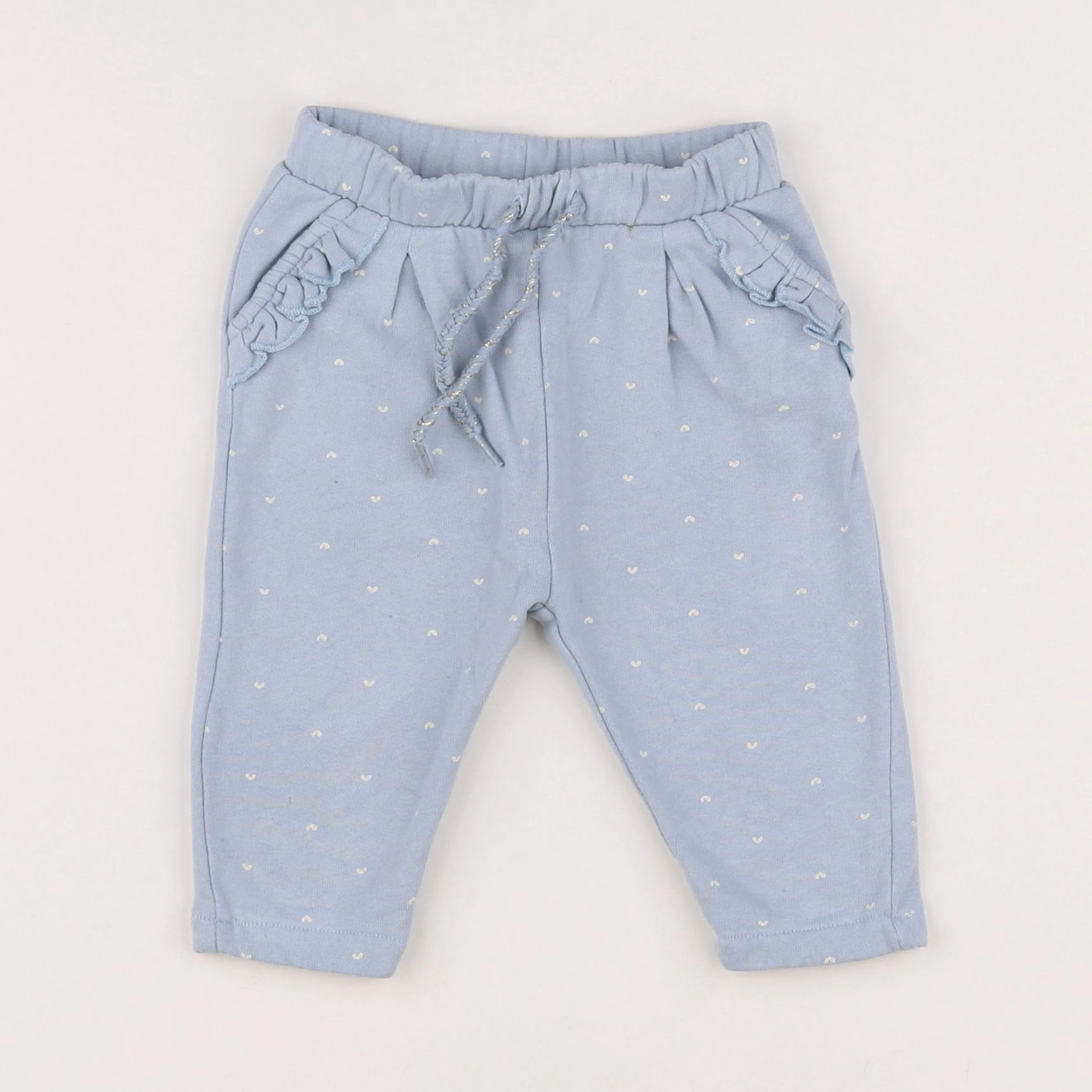 Vertbaudet - pantalon bleu, blanc - 6 mois