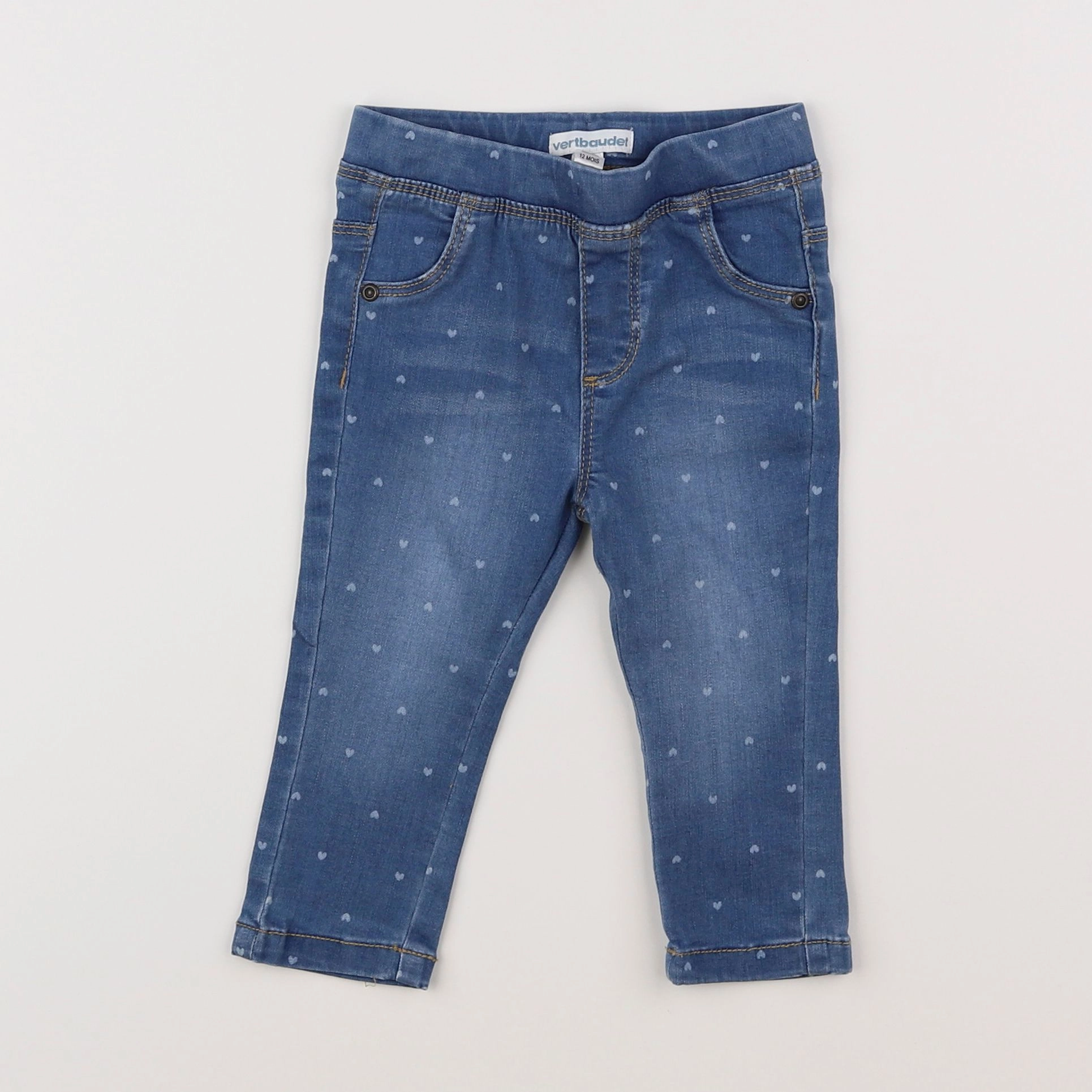 Vertbaudet - jegging bleu - 12 mois