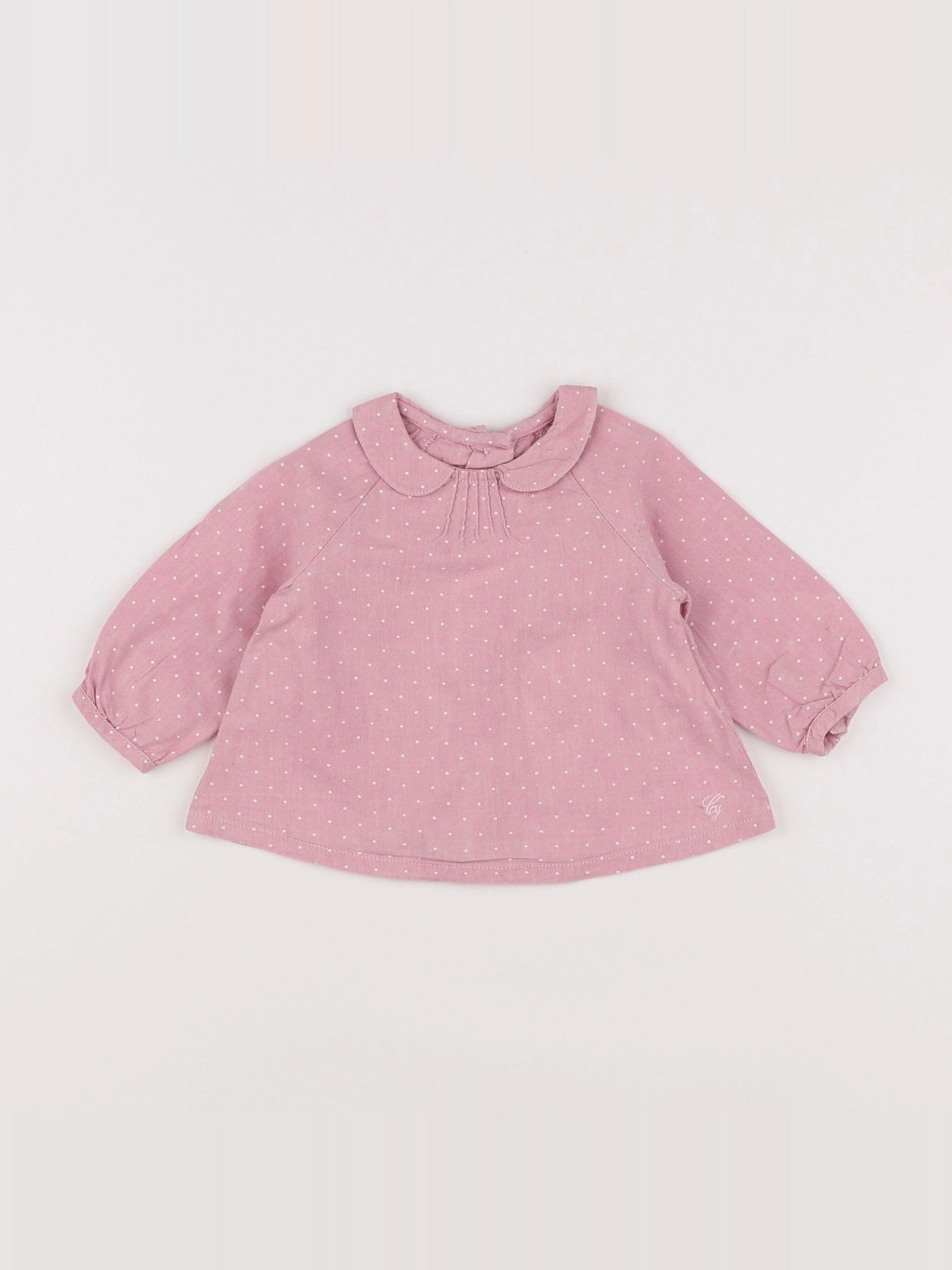 Cyrillus - blouse rose, blanc - 3 mois