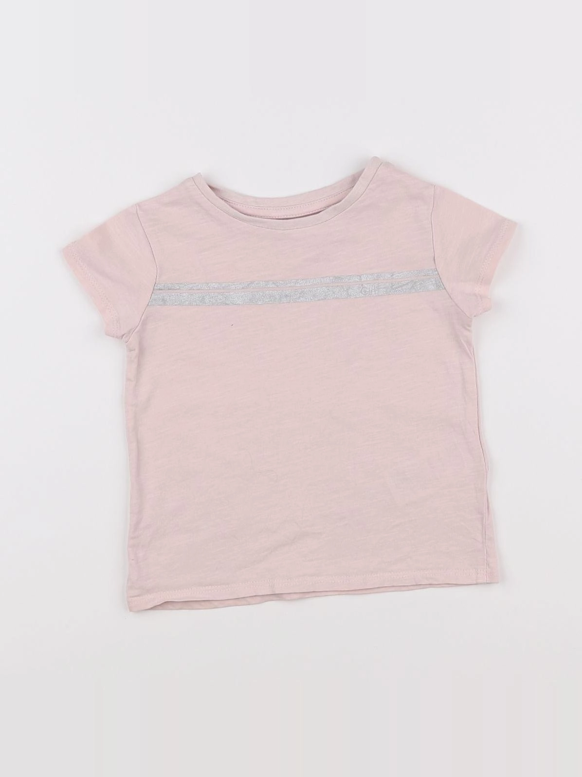 Vertbaudet - tee-shirt argent, rose - 2 ans