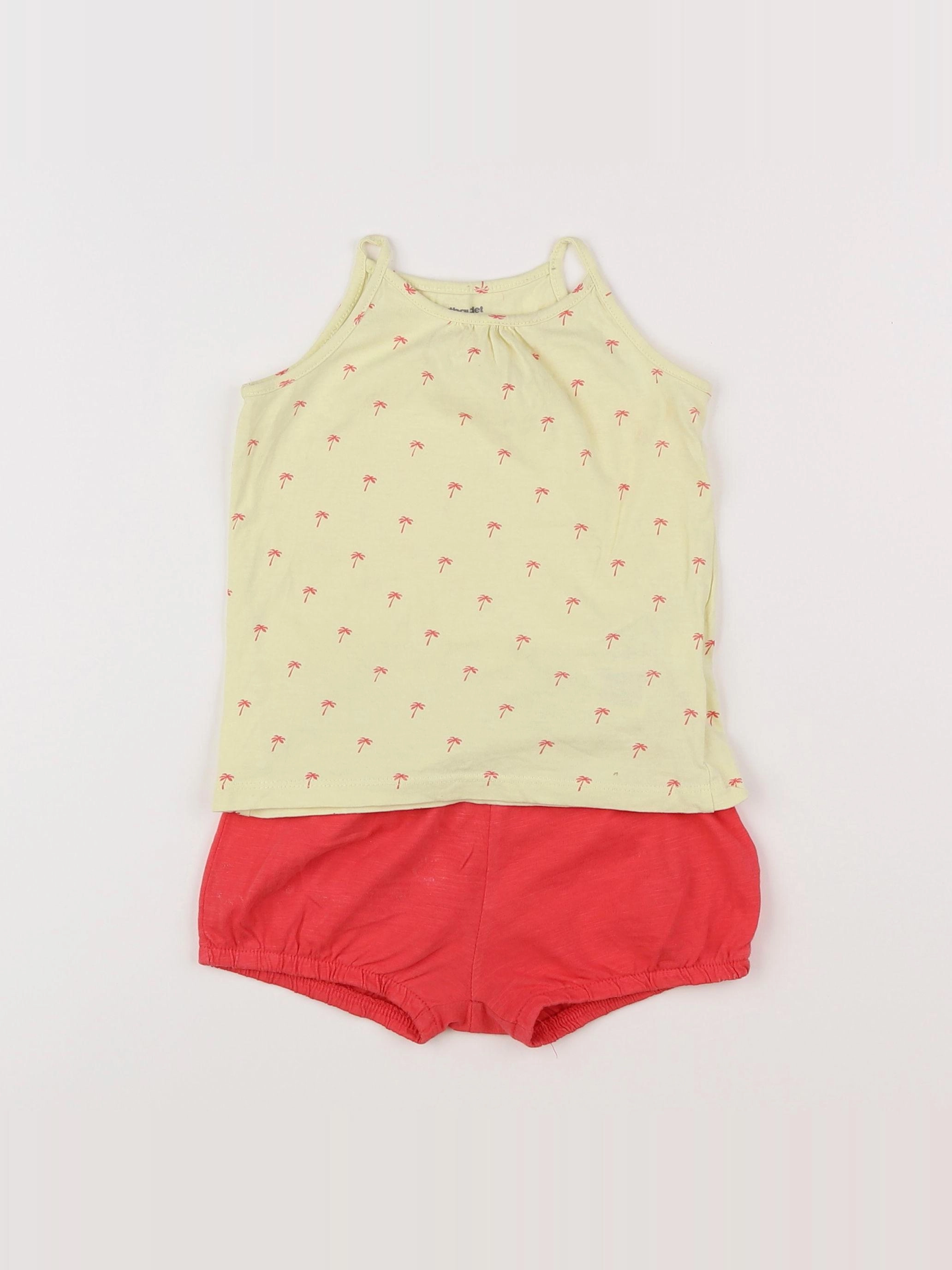 Vertbaudet - ensemble jaune, rose - 18 mois