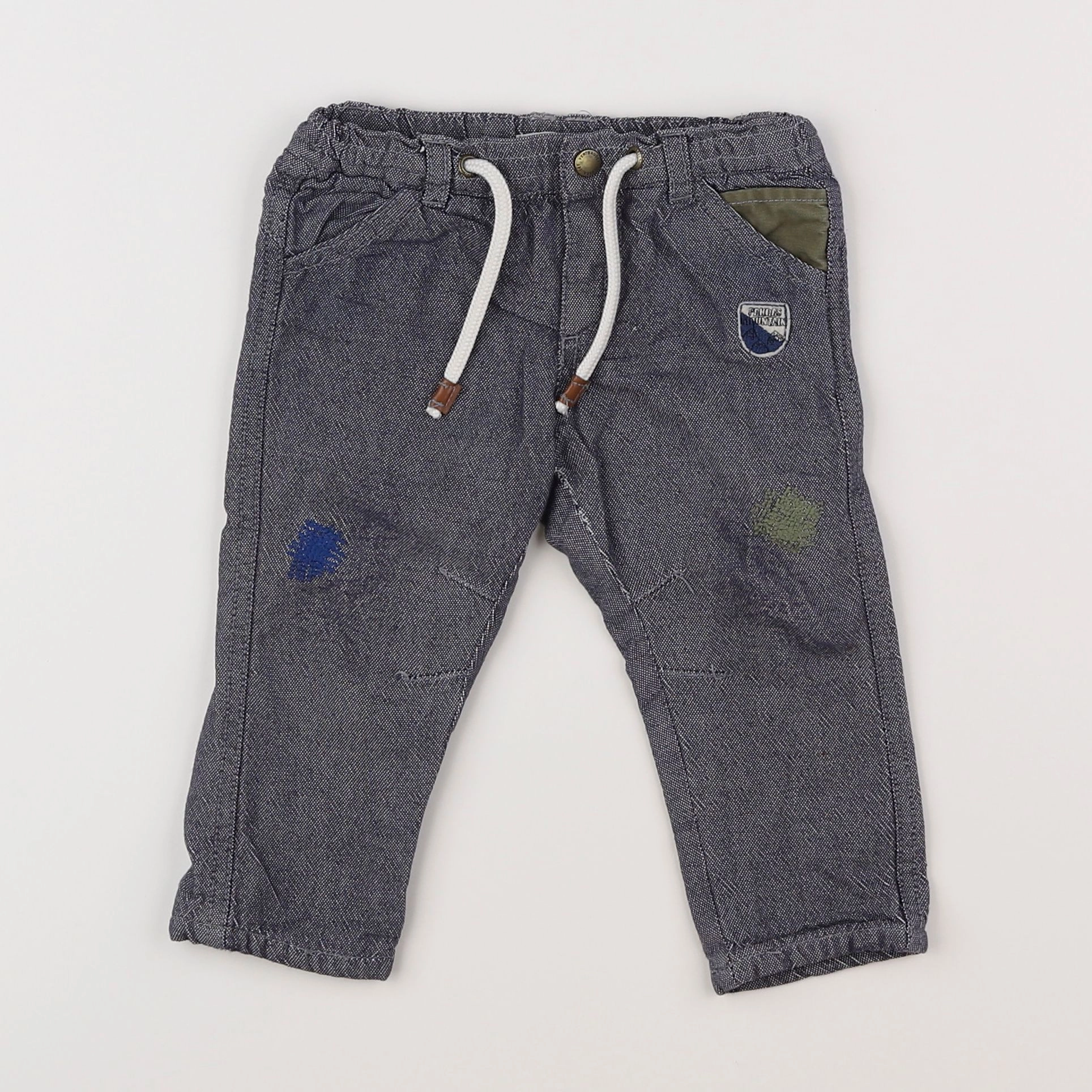 Vertbaudet - pantalon bleu - 12 mois