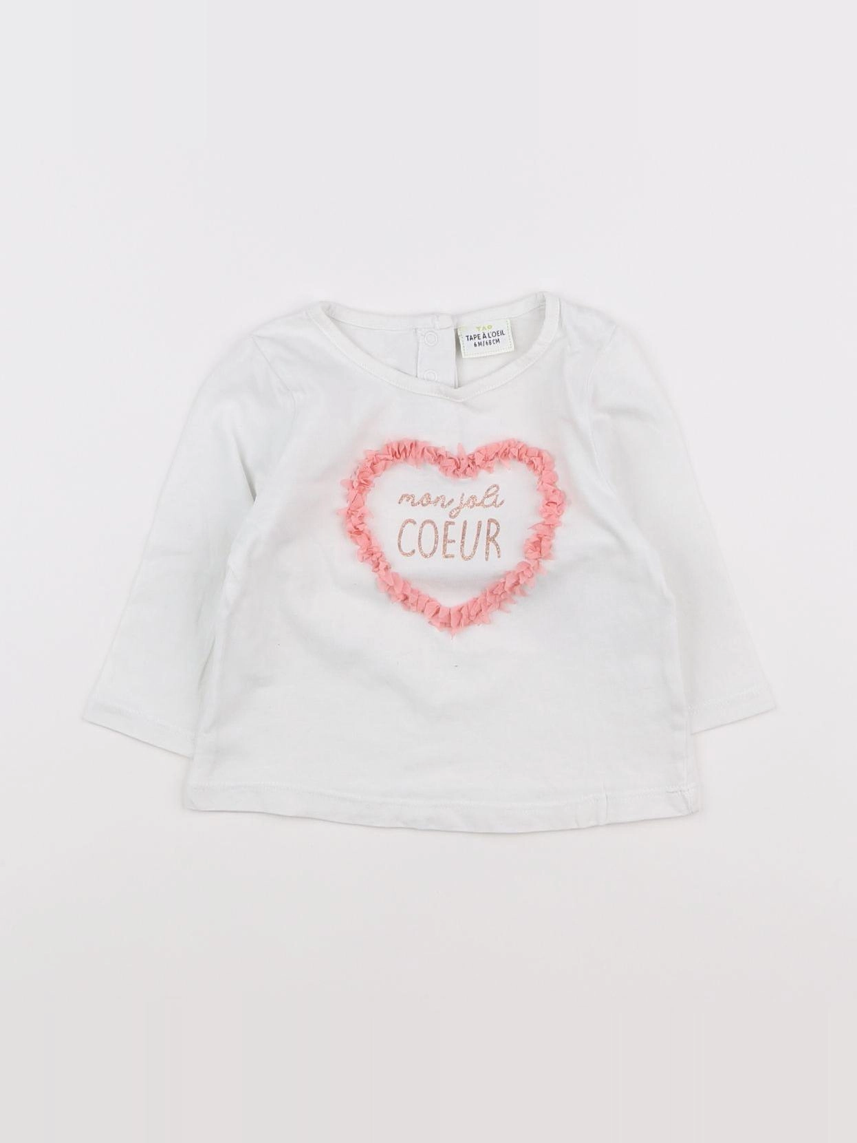 Tape à l'oeil - tee-shirt blanc, rose - 6 mois