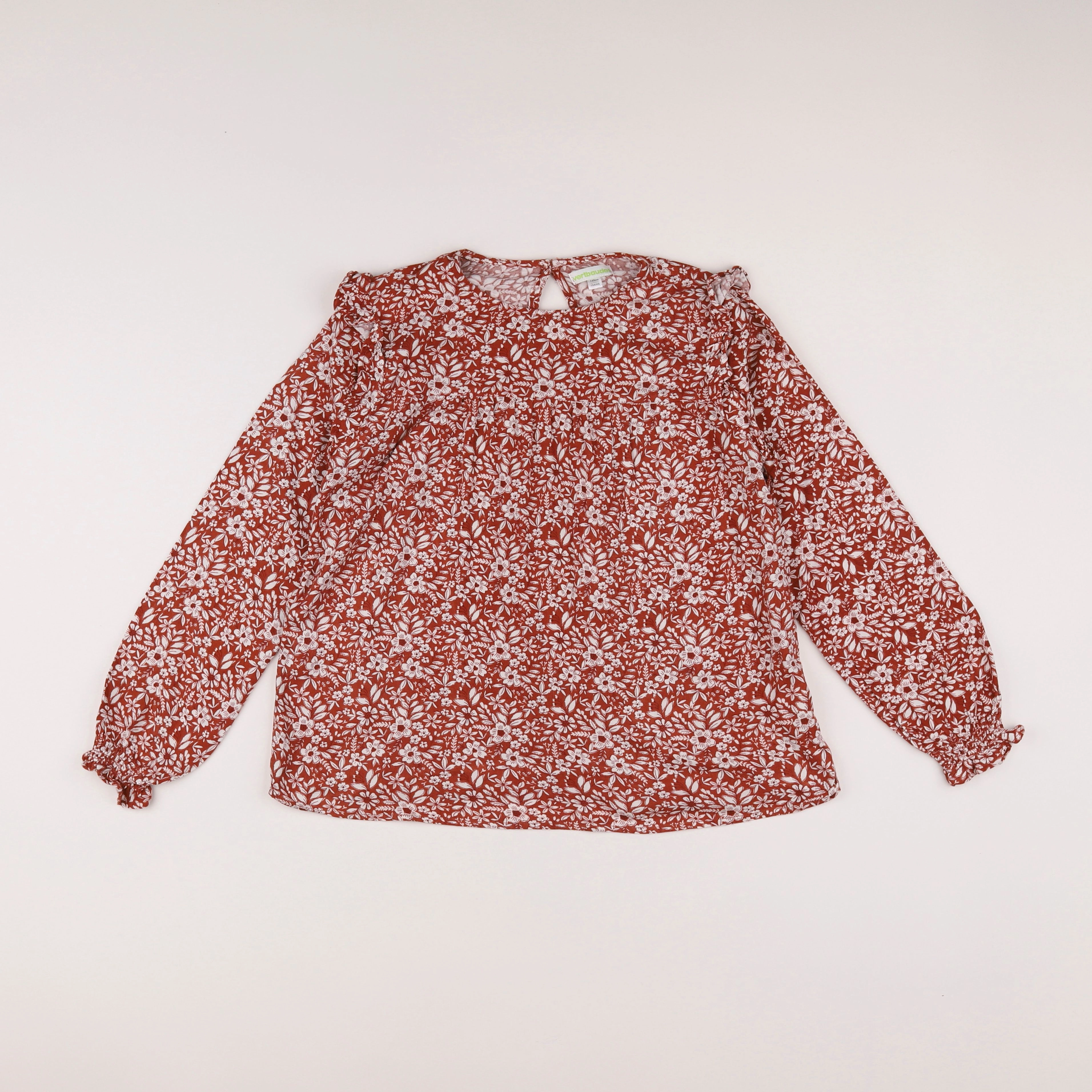 Vertbaudet - tee-shirt marron, blanc - 10 ans