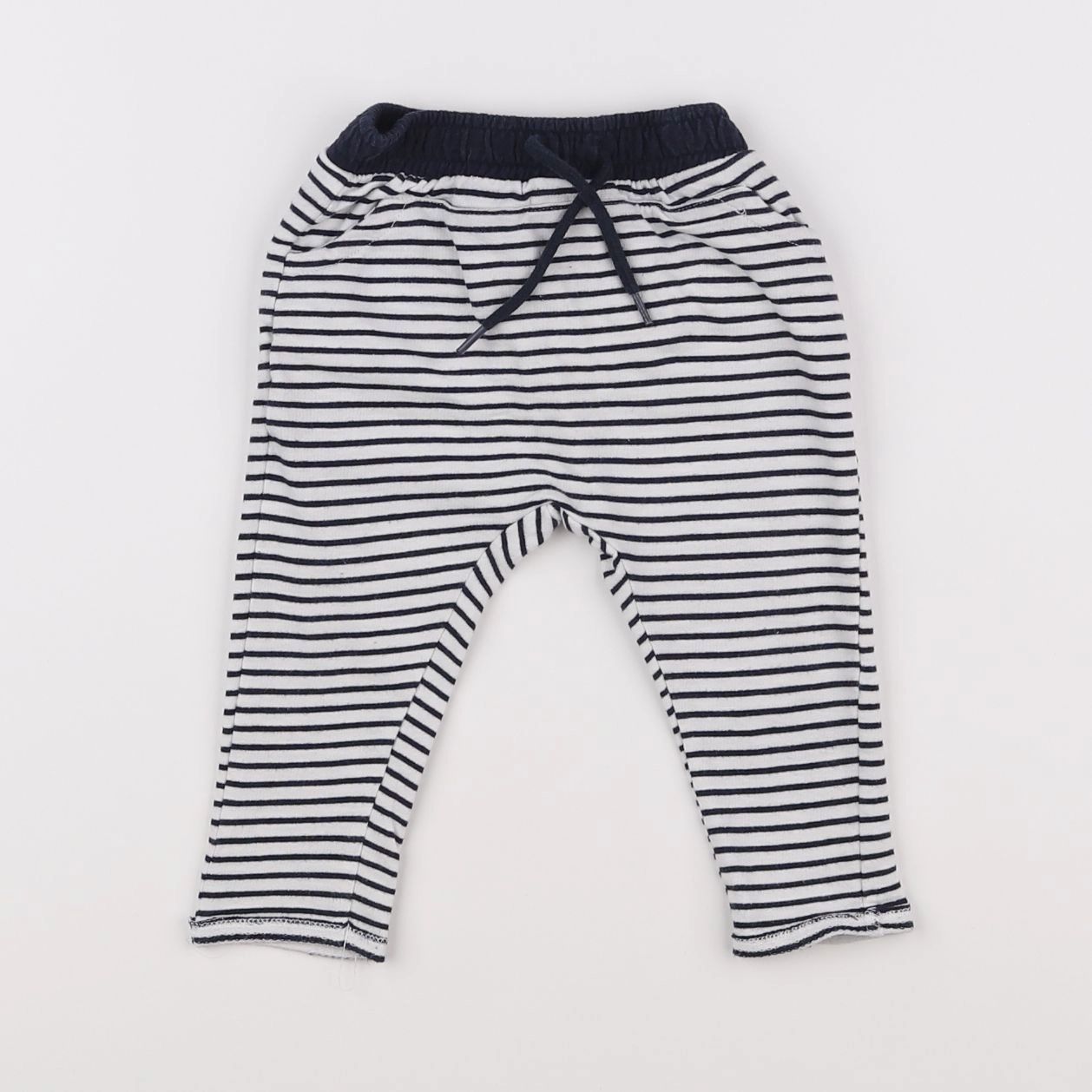 Vertbaudet - pantalon bleu, blanc - 6 mois