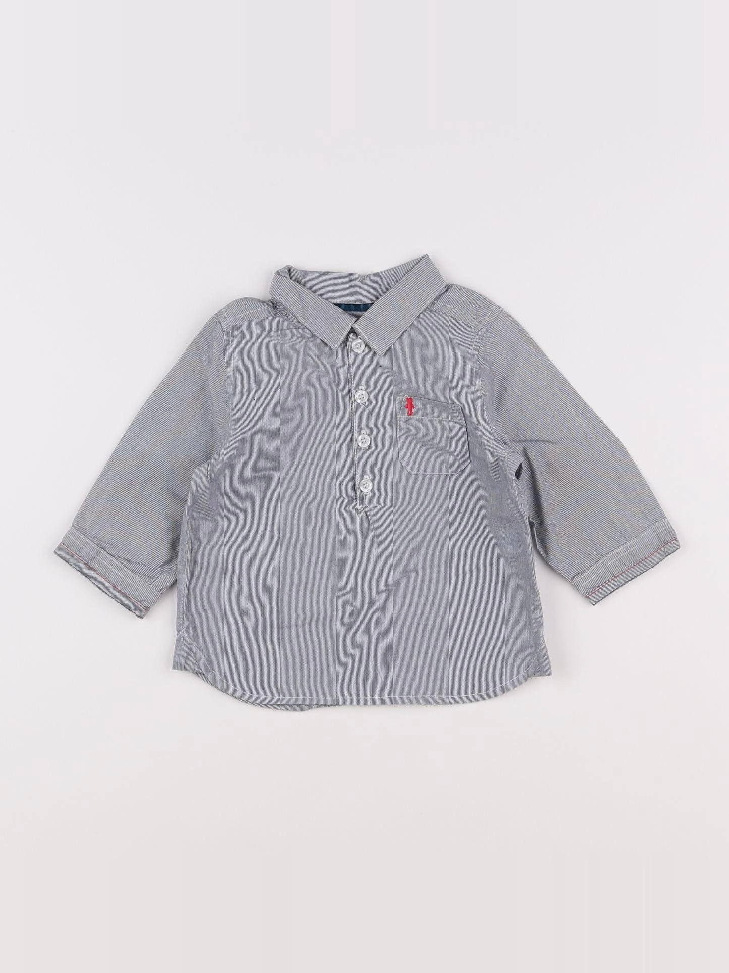 Natalys - chemise blanc, bleu - 6 mois
