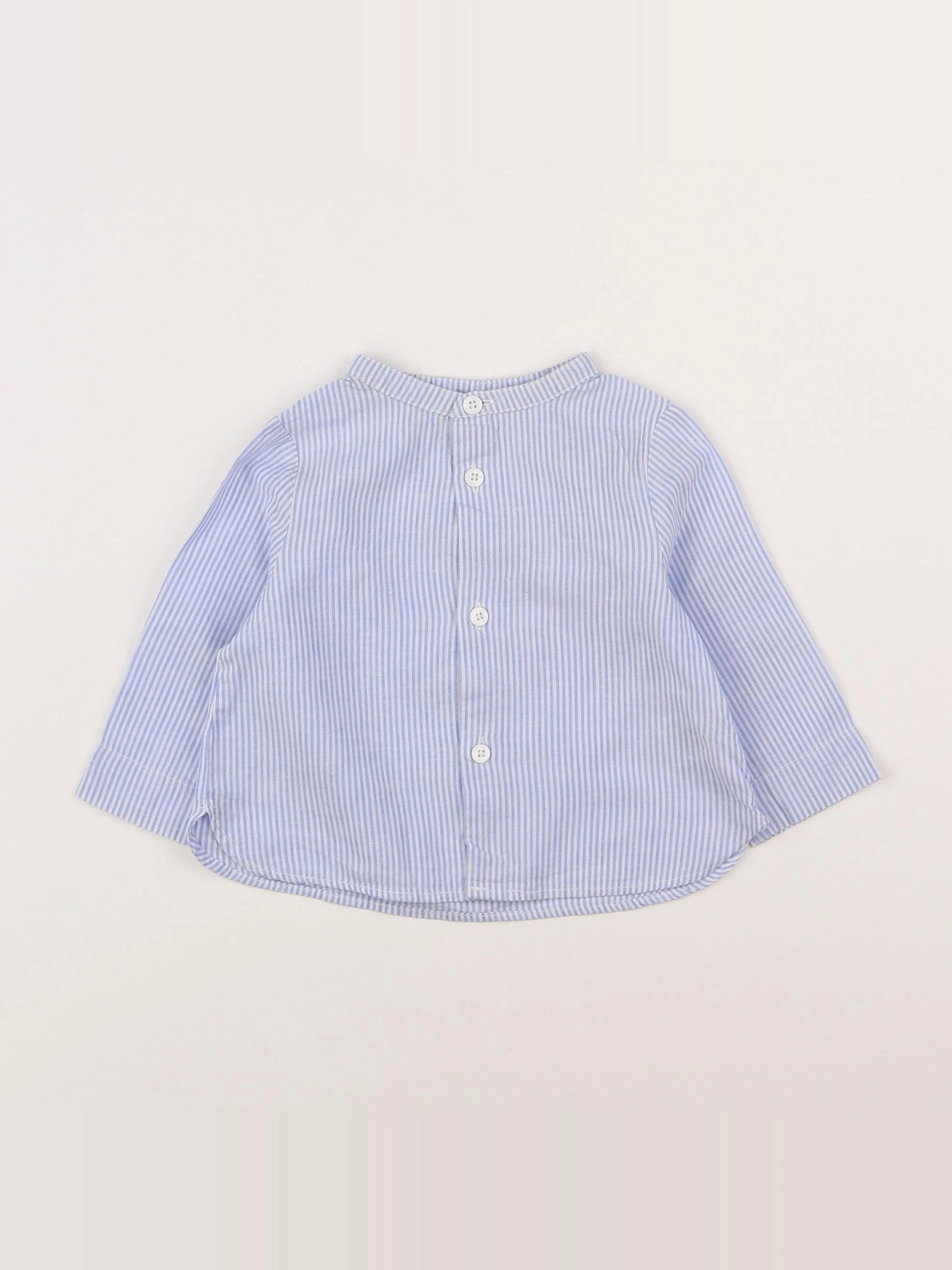 Cyrillus - chemise bleu, blanc - 9 mois
