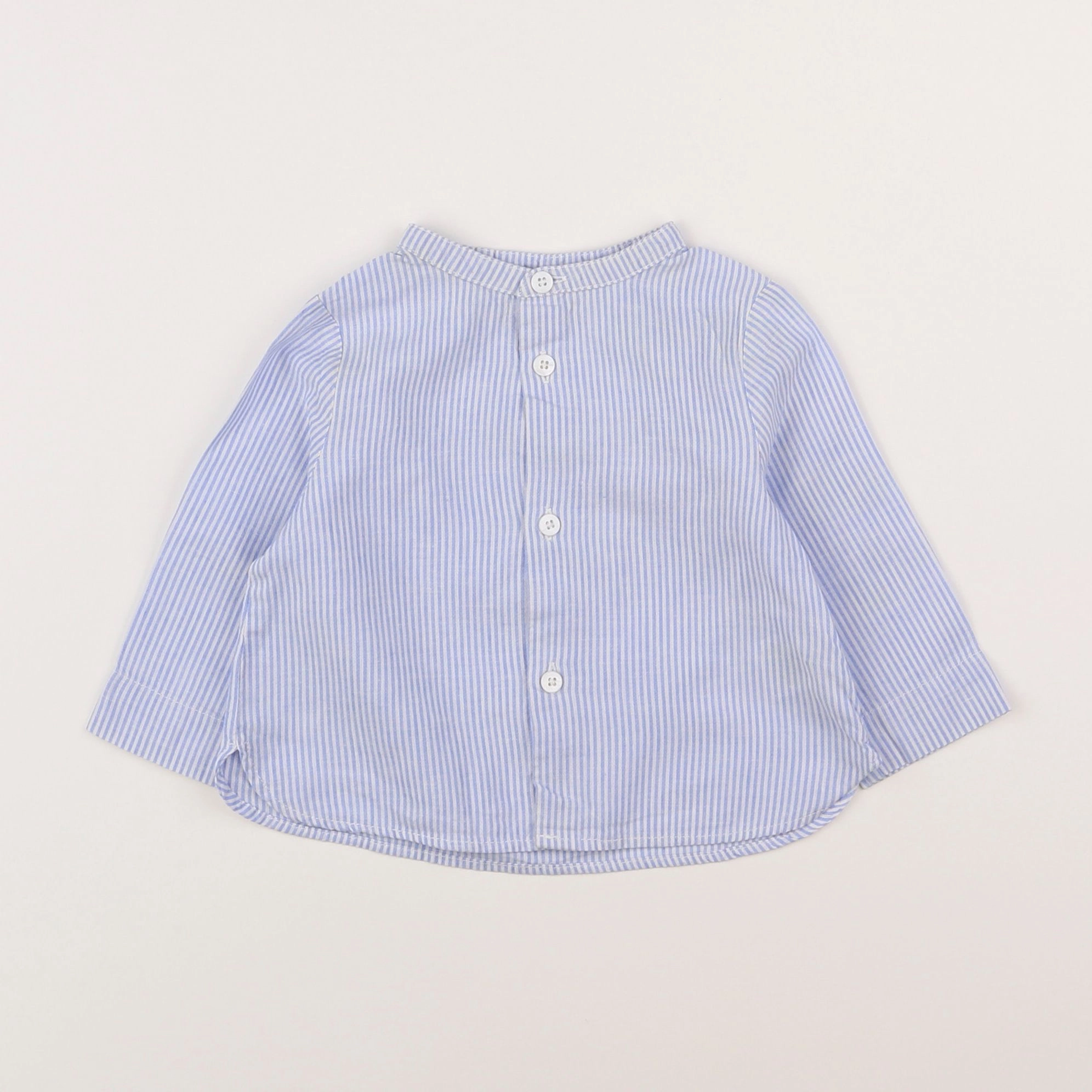 Cyrillus - chemise bleu, blanc - 9 mois