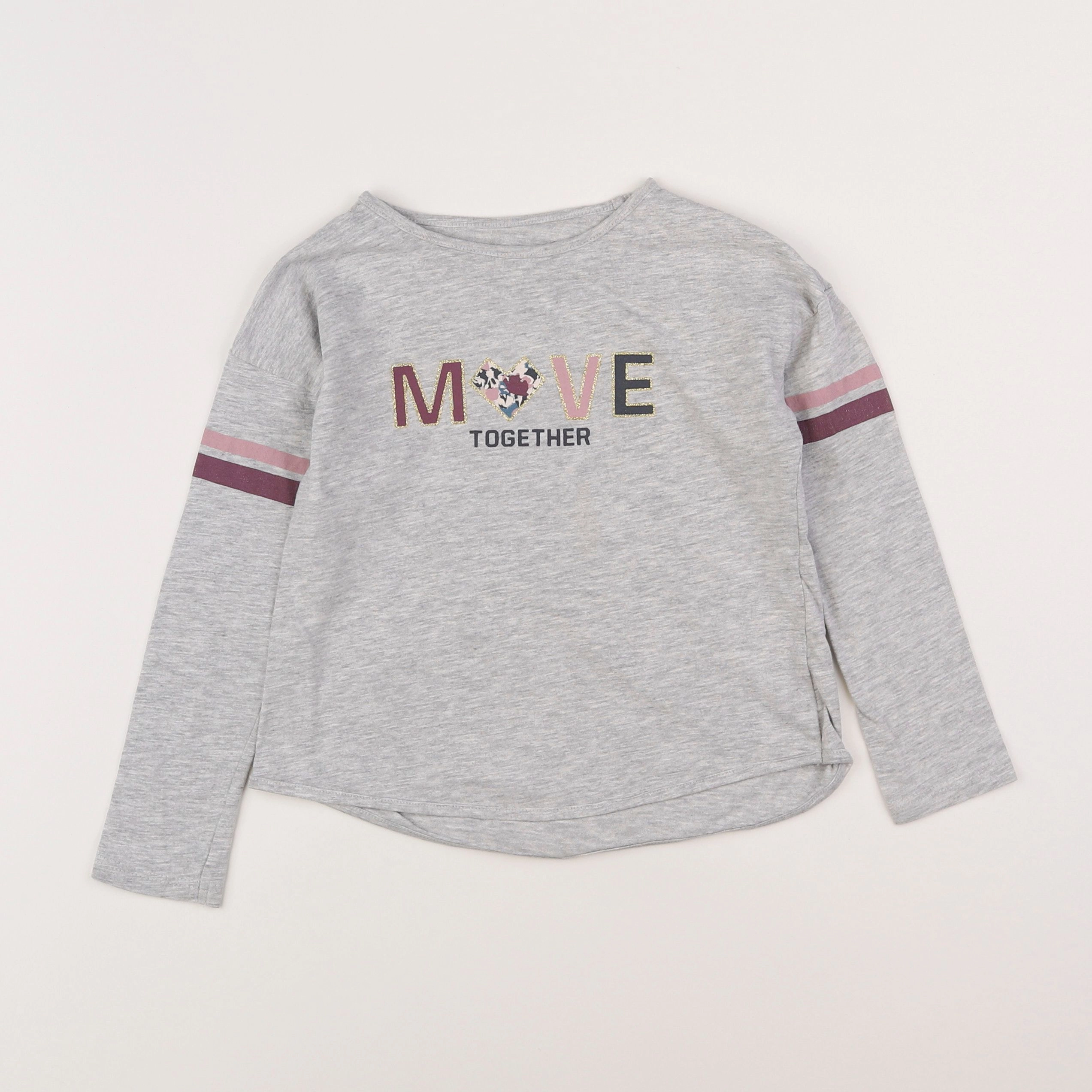 Vertbaudet - tee-shirt gris, rose - 6 ans