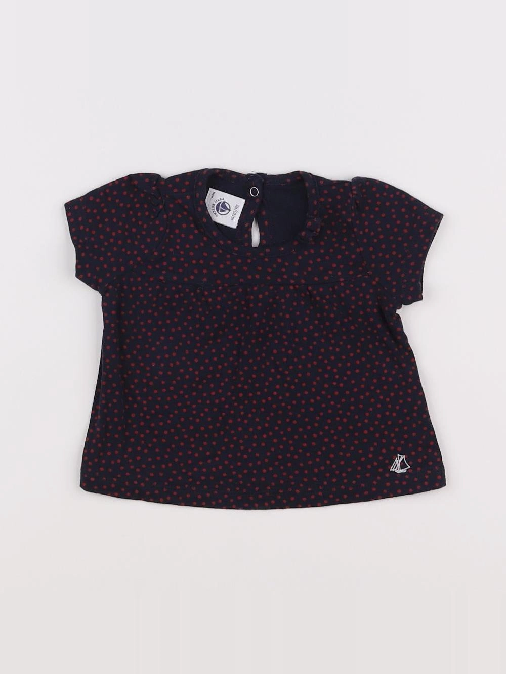 Petit Bateau - tee-shirt bleu, rouge - 3 mois