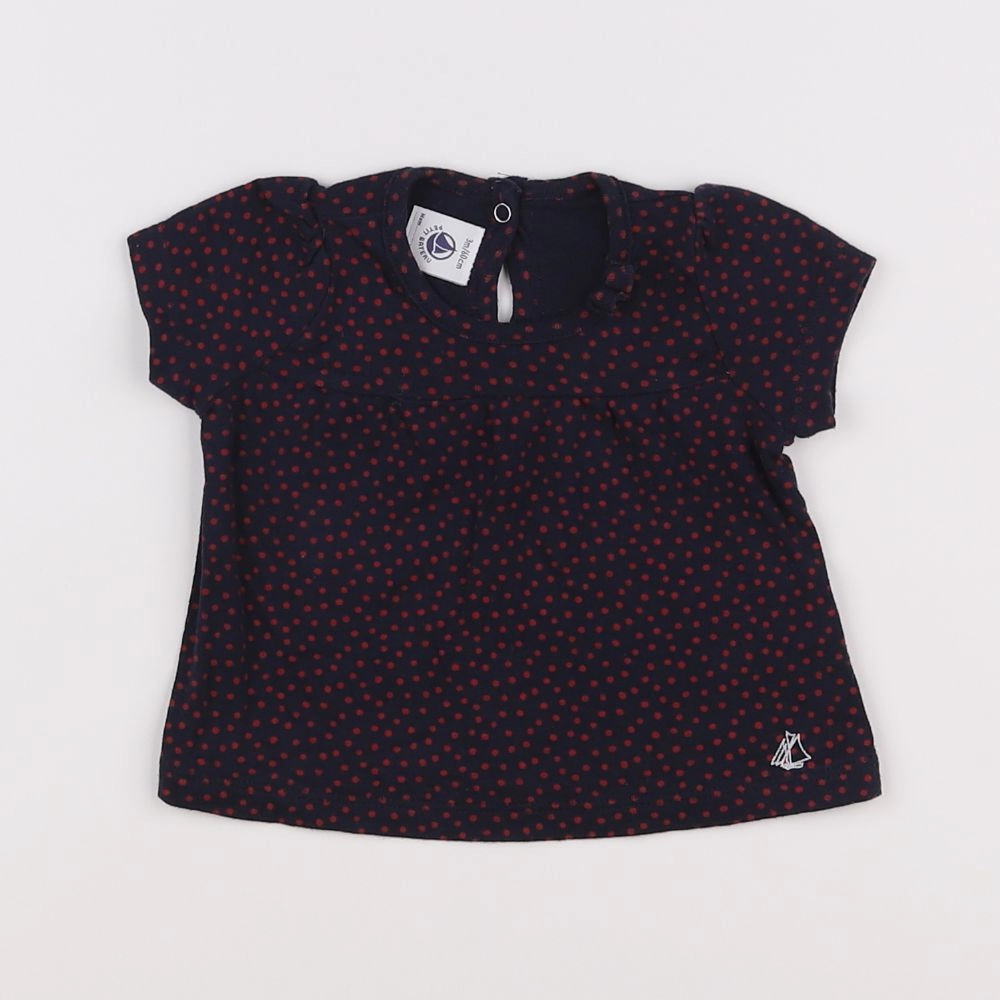 Petit Bateau - tee-shirt bleu, rouge - 3 mois