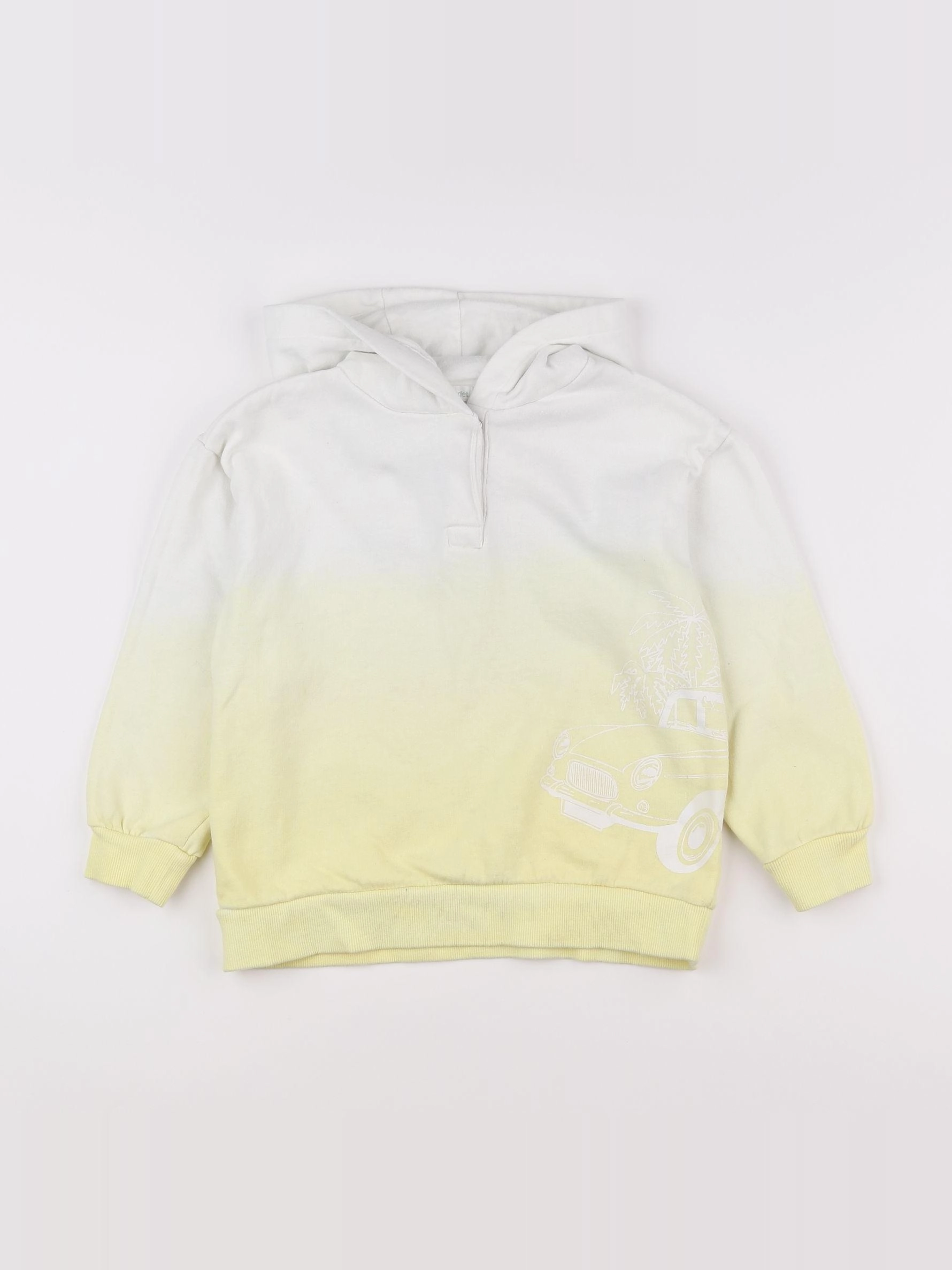 Vertbaudet - sweat blanc, jaune - 6 mois