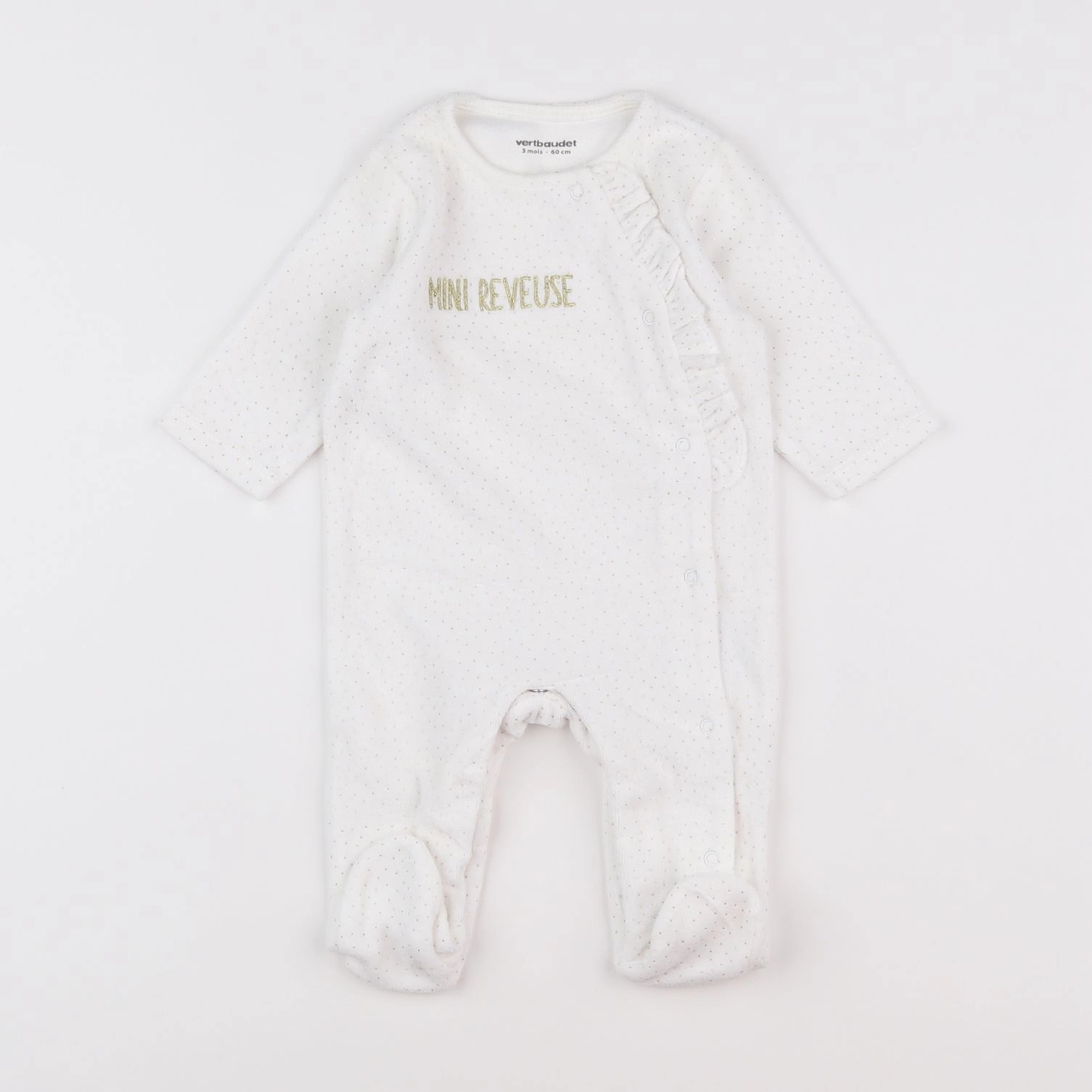 Vertbaudet - pyjama velours blanc, or - 3 mois