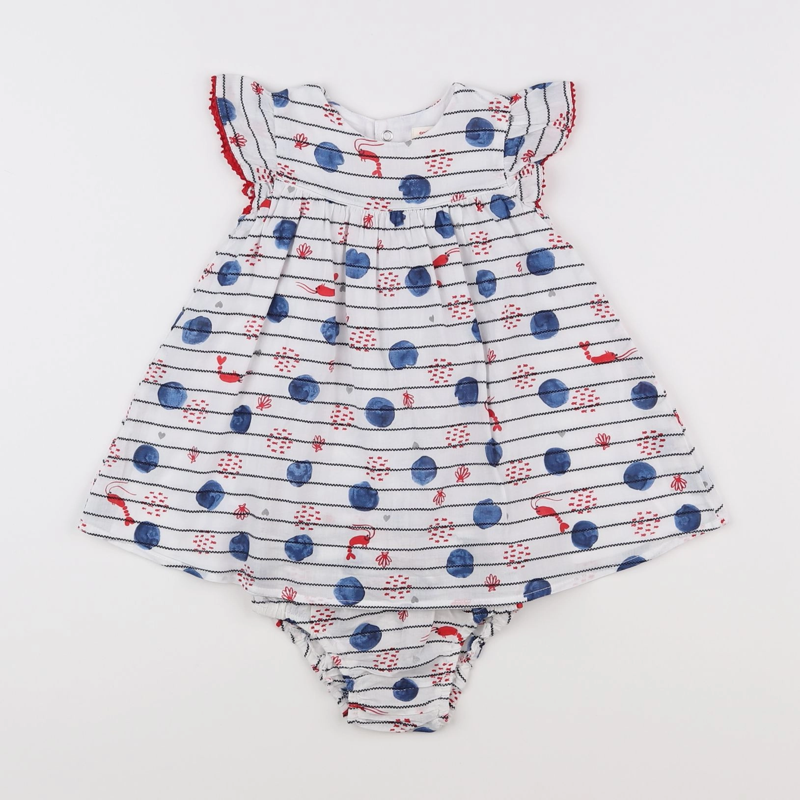 Catimini - robe bleu, blanc - 12 mois