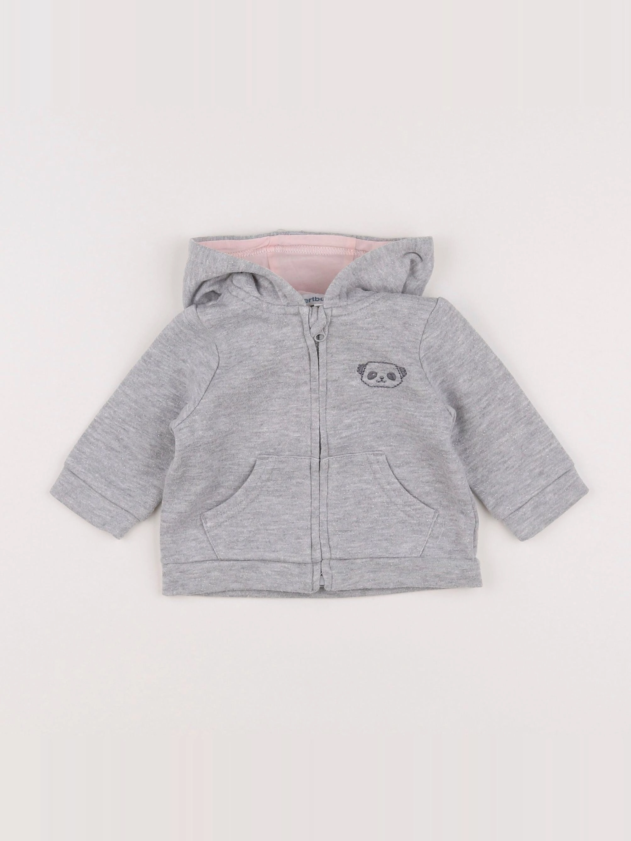Vertbaudet - sweat gris, argent - 3 mois