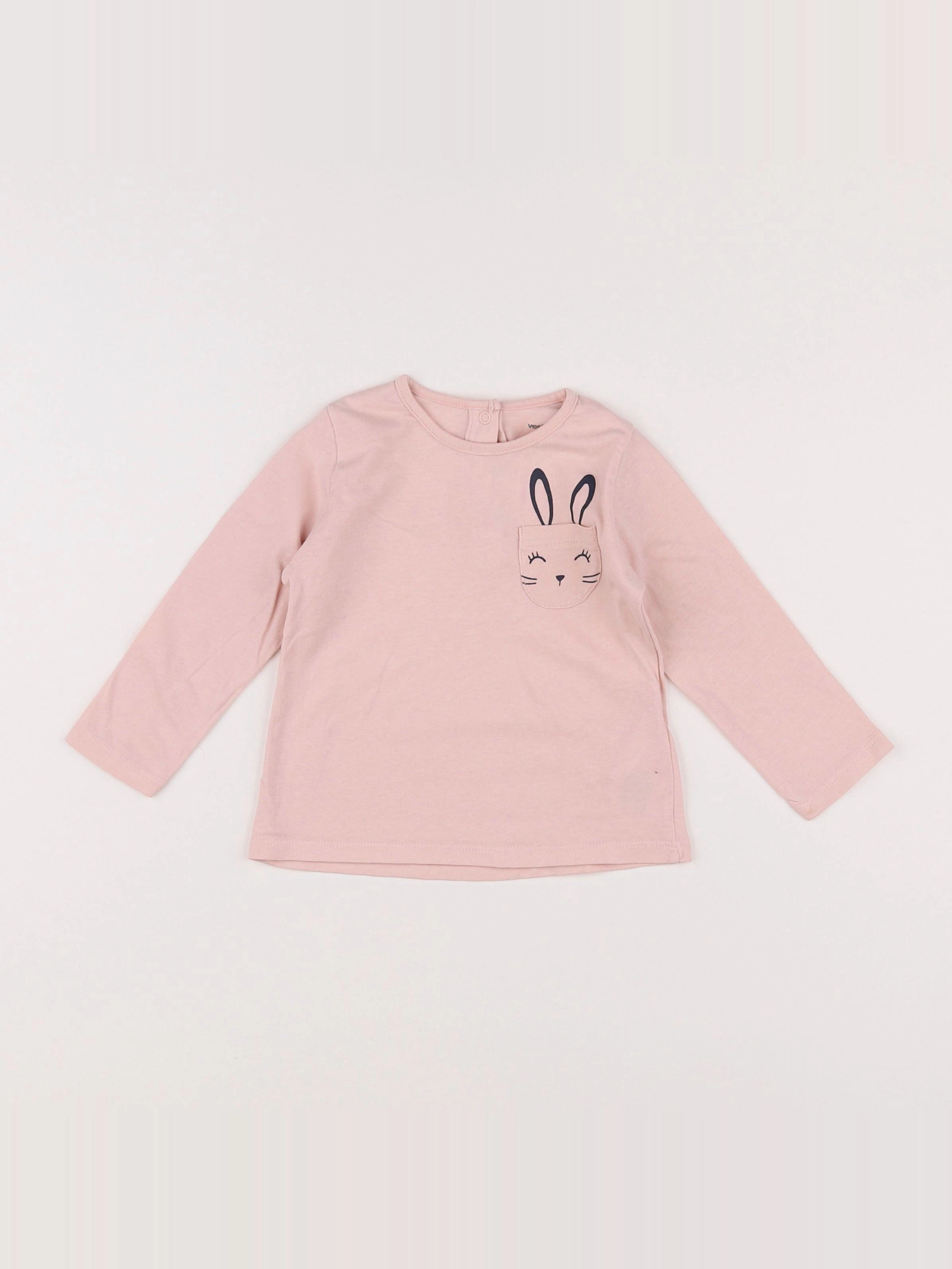 Vertbaudet - tee-shirt rose - 12 mois