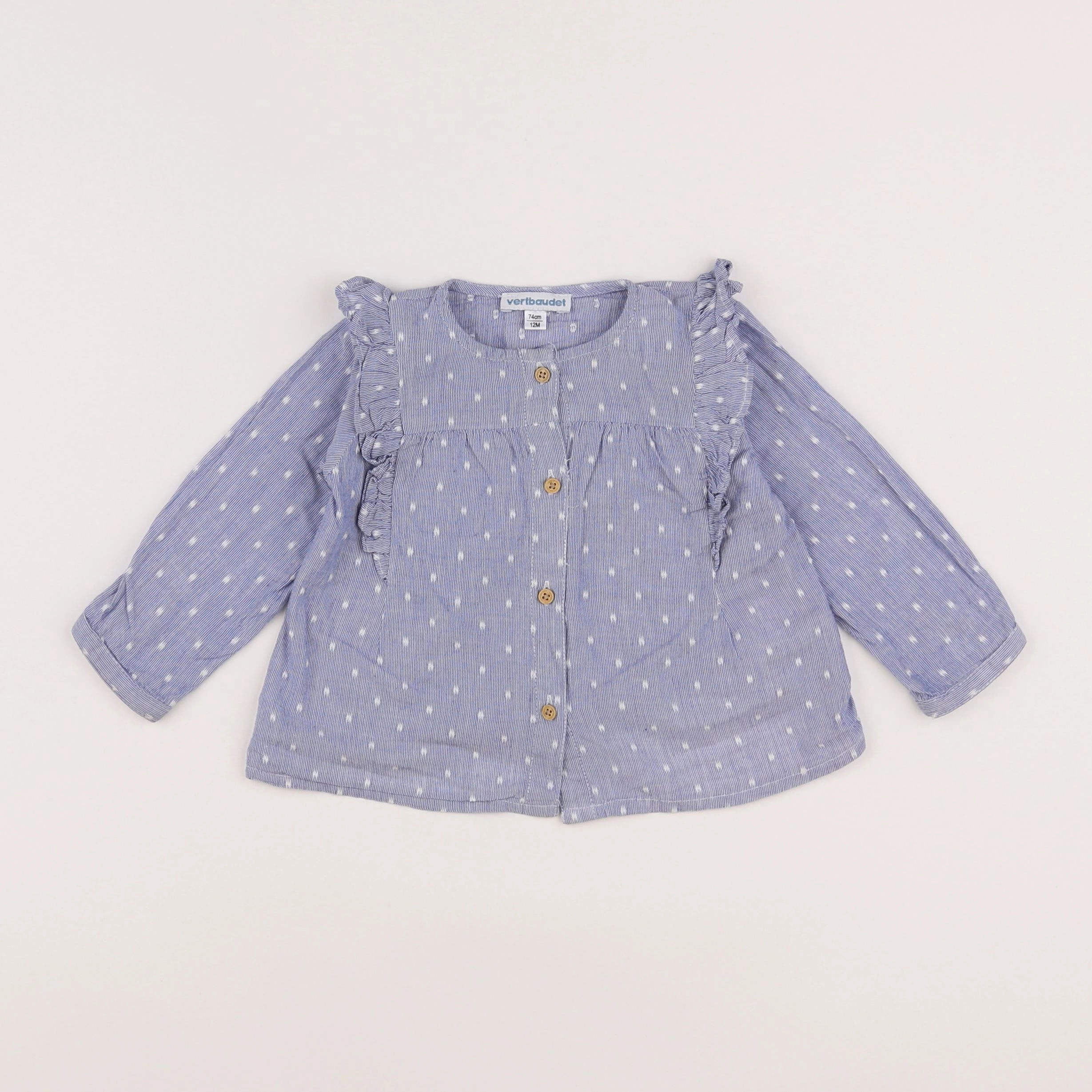 Vertbaudet - blouse bleu - 12 mois