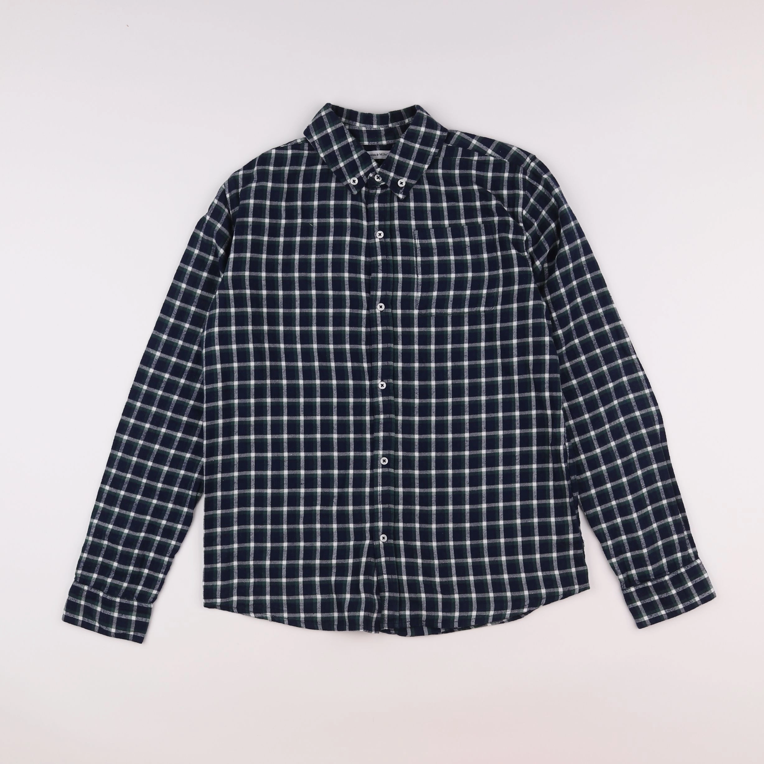 Monoprix - chemise blanc, bleu, vert - 14 ans