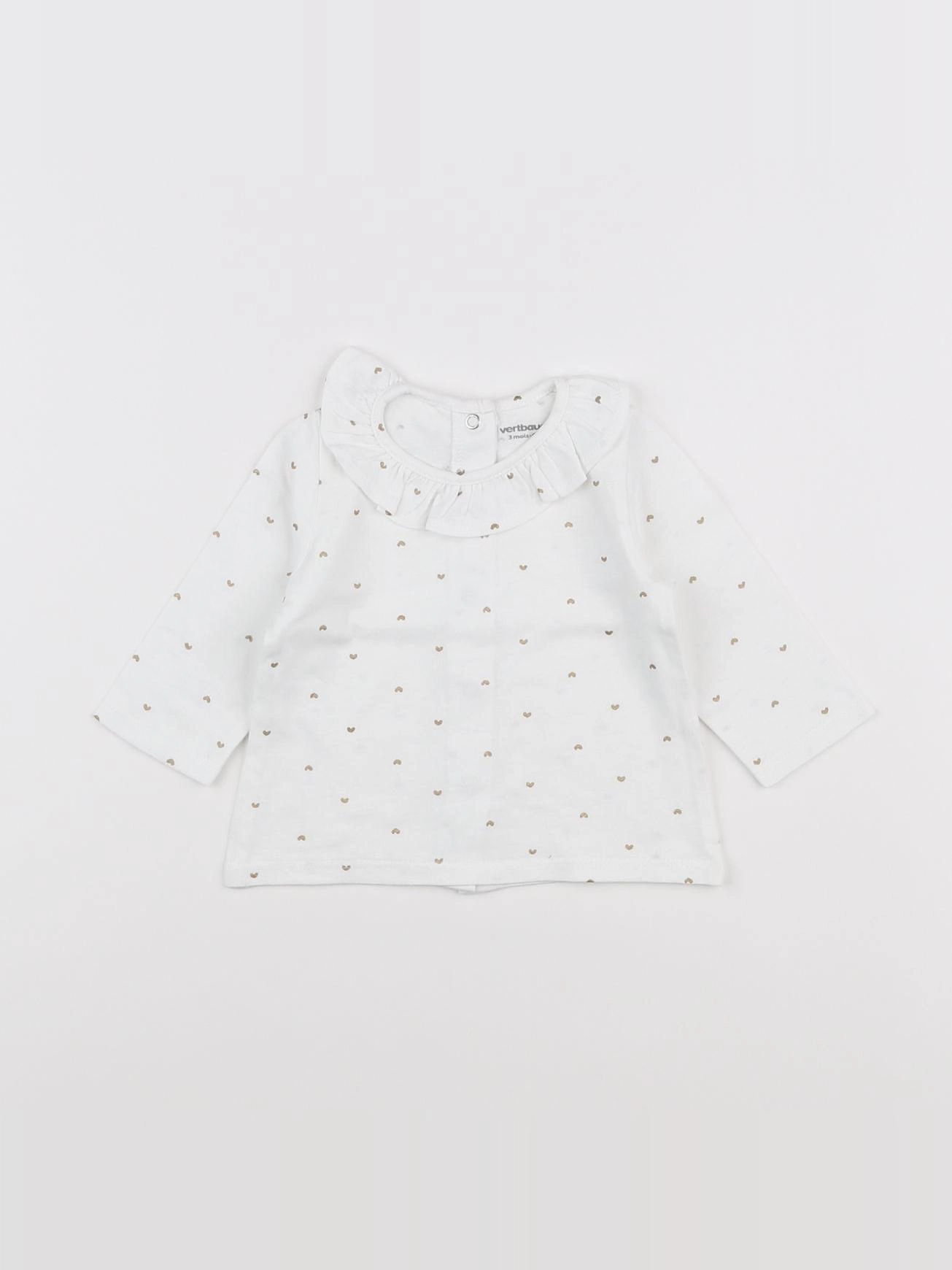 Vertbaudet - tee-shirt blanc - 3 mois