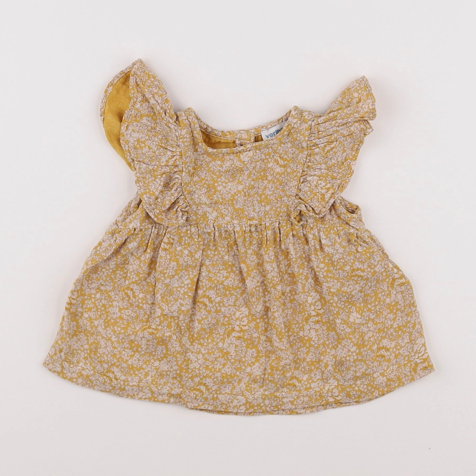 Vertbaudet - robe jaune, blanc - 6 mois