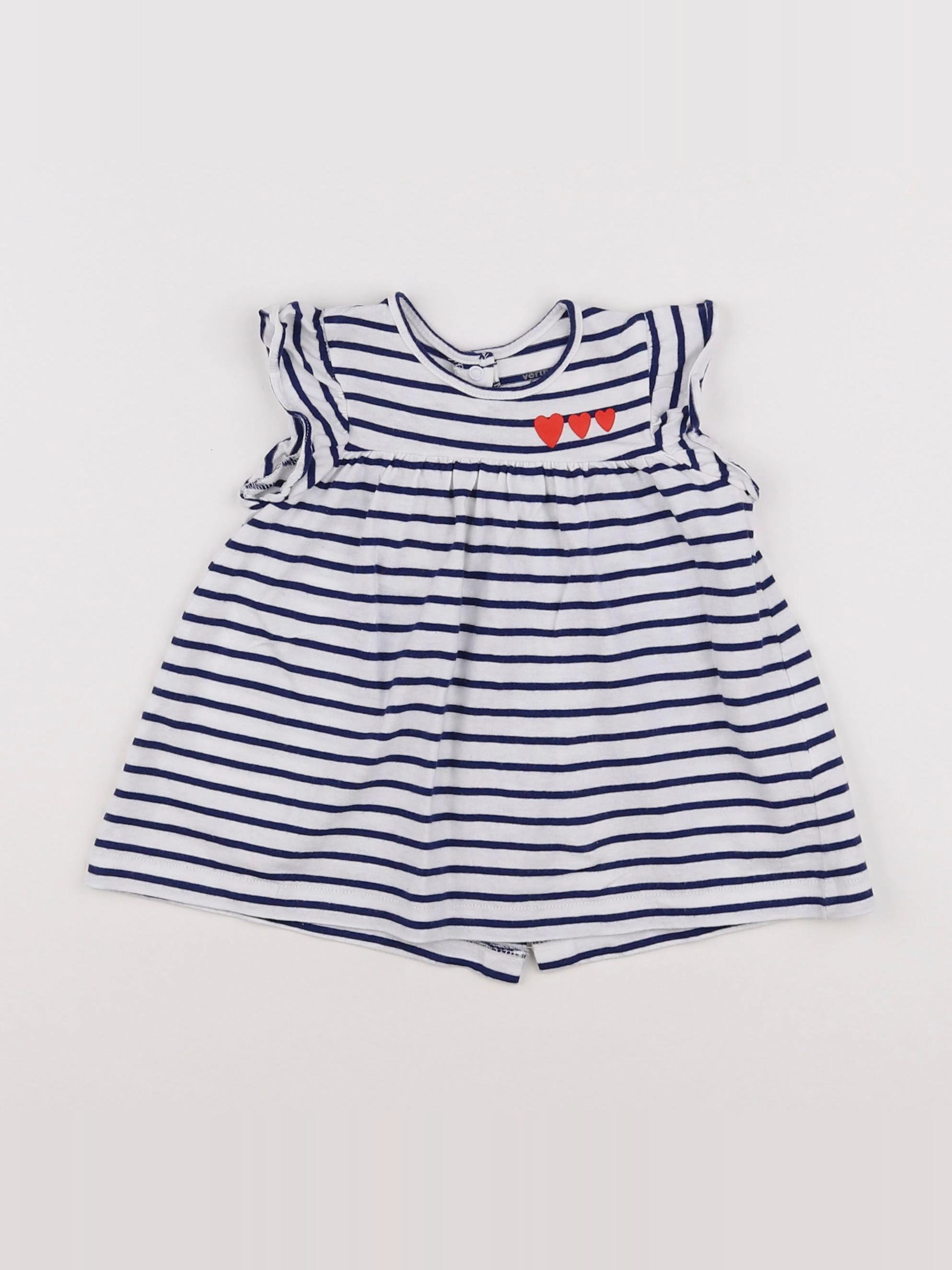 Vertbaudet - robe blanc, bleu - 6 mois
