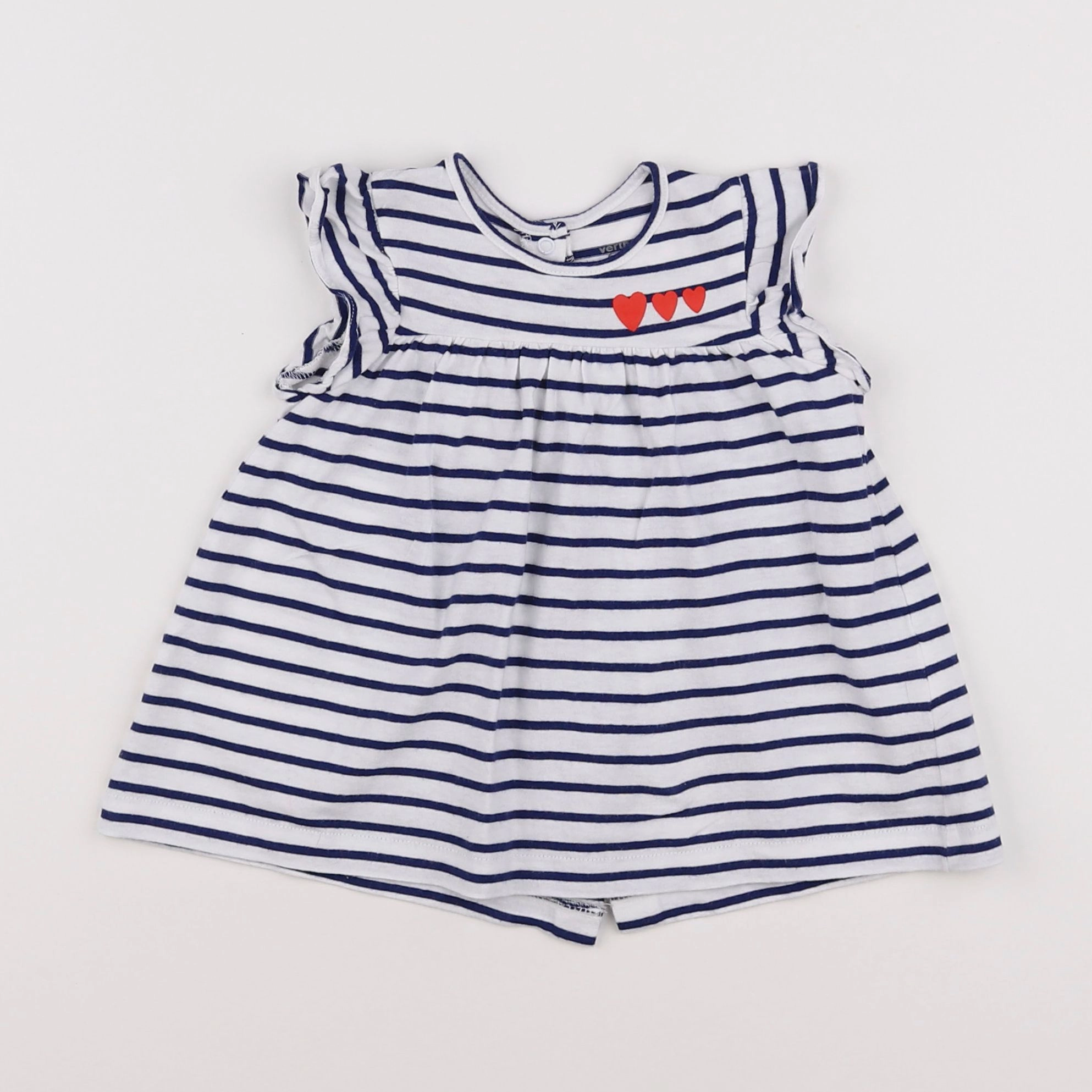 Vertbaudet - robe blanc, bleu - 6 mois