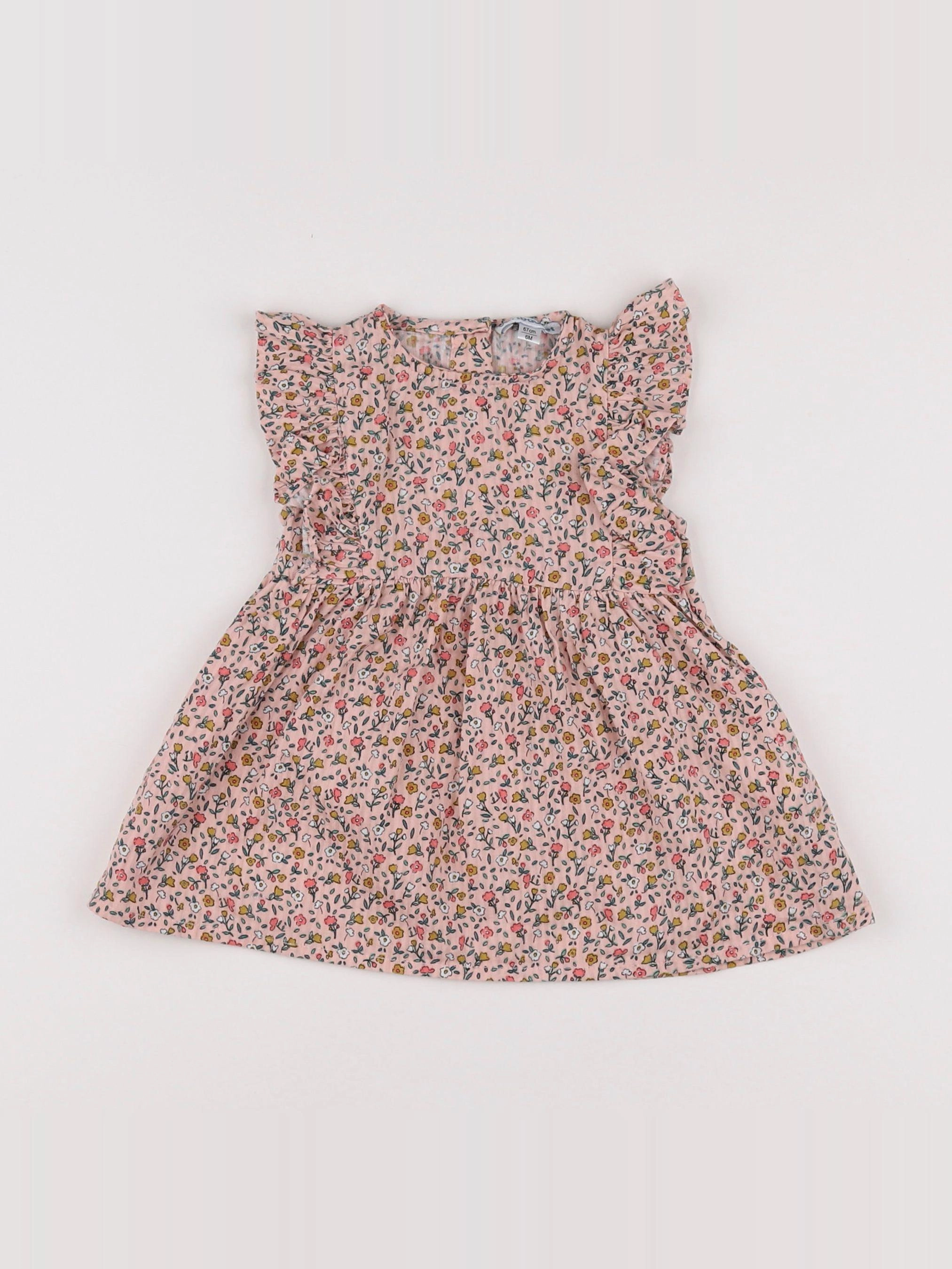Vertbaudet - robe rose, jaune - 6 mois