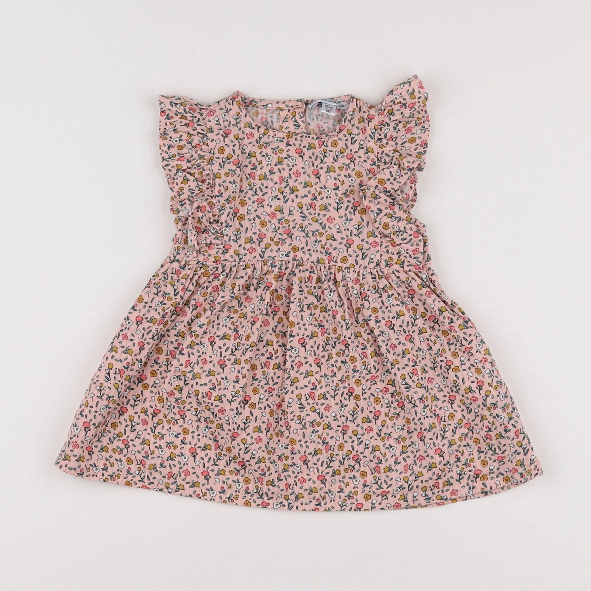 Vertbaudet - robe rose, jaune - 6 mois