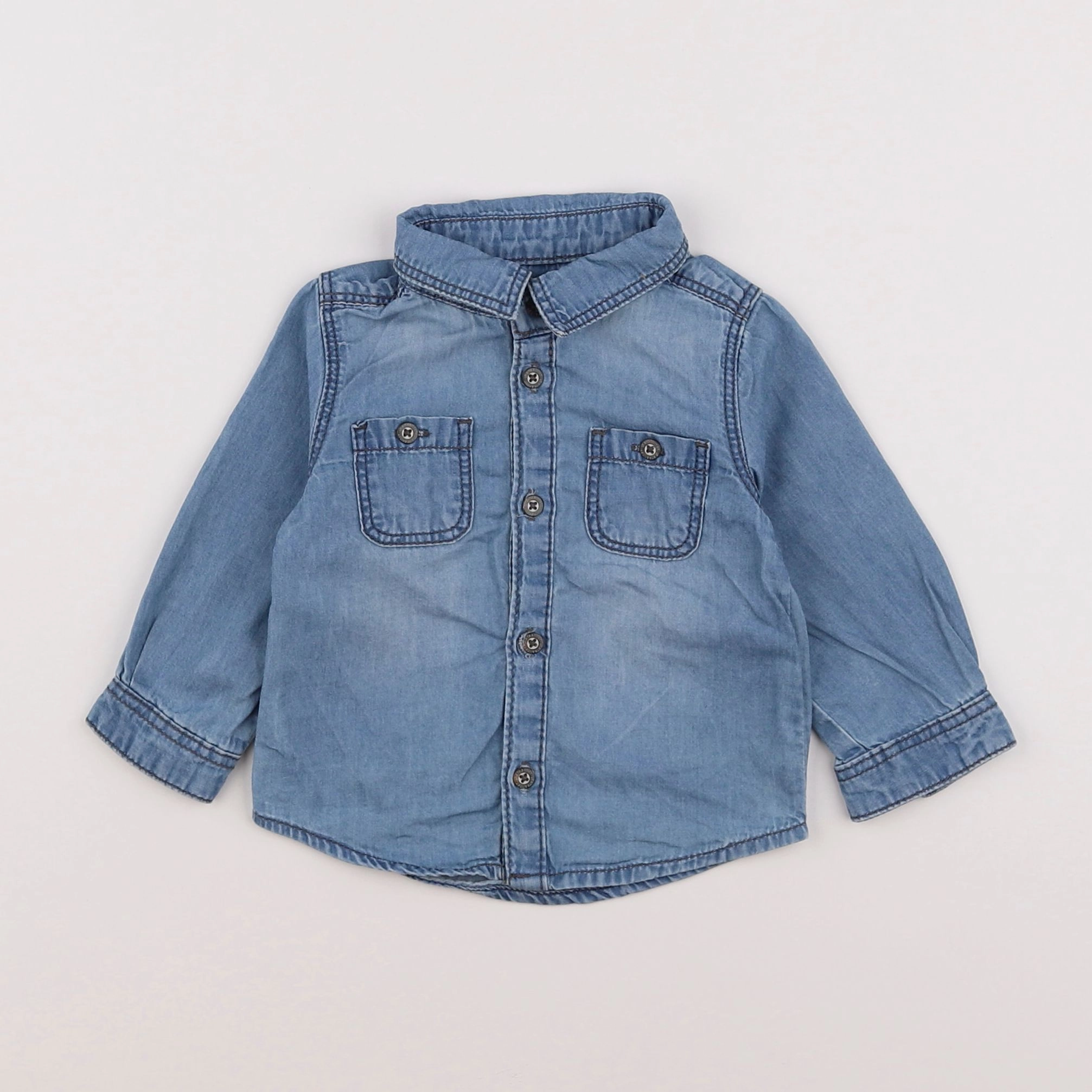 Vertbaudet - chemise bleu - 9 mois