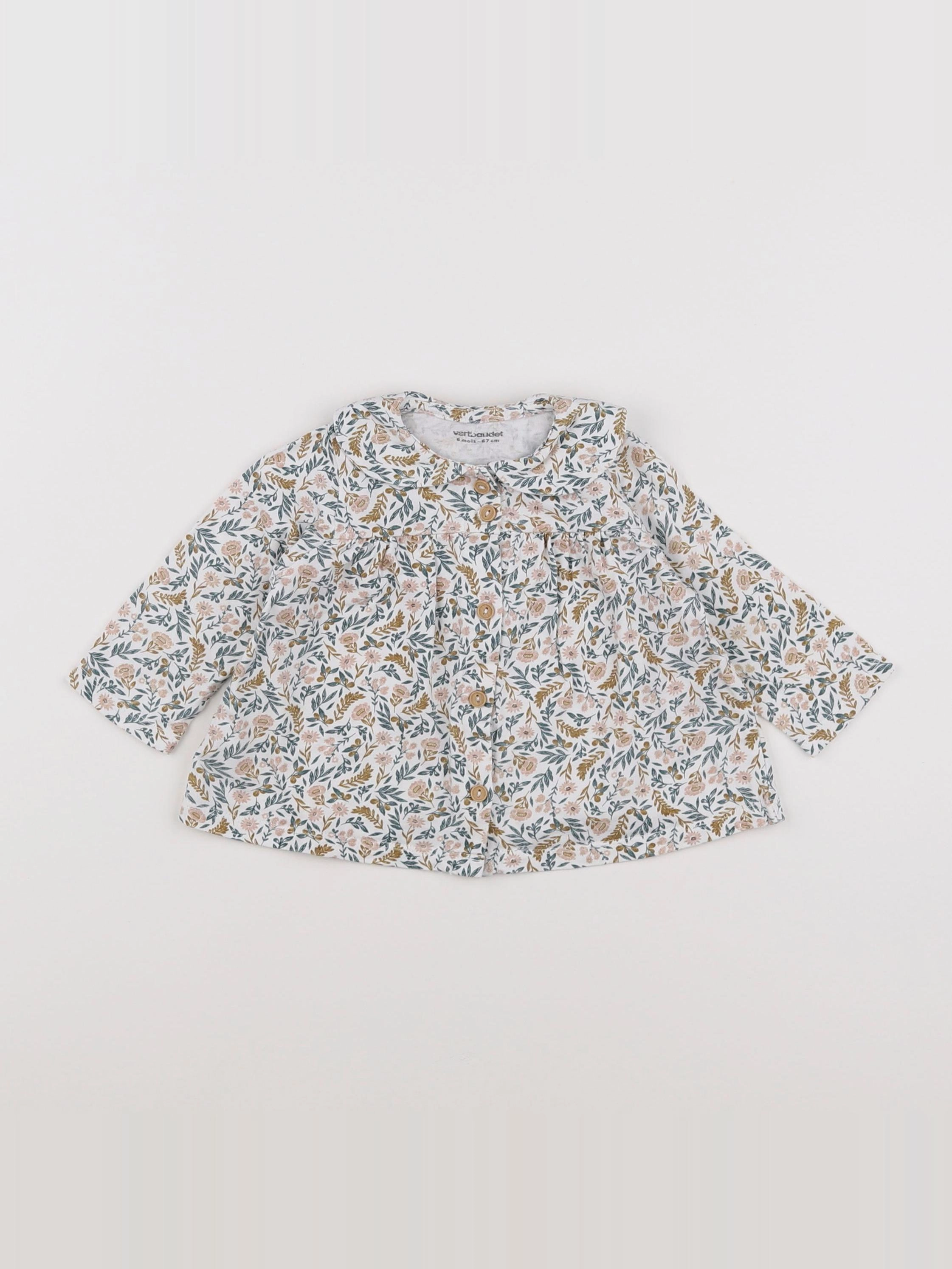 Vertbaudet - chemise blanc, multicolore - 6 mois