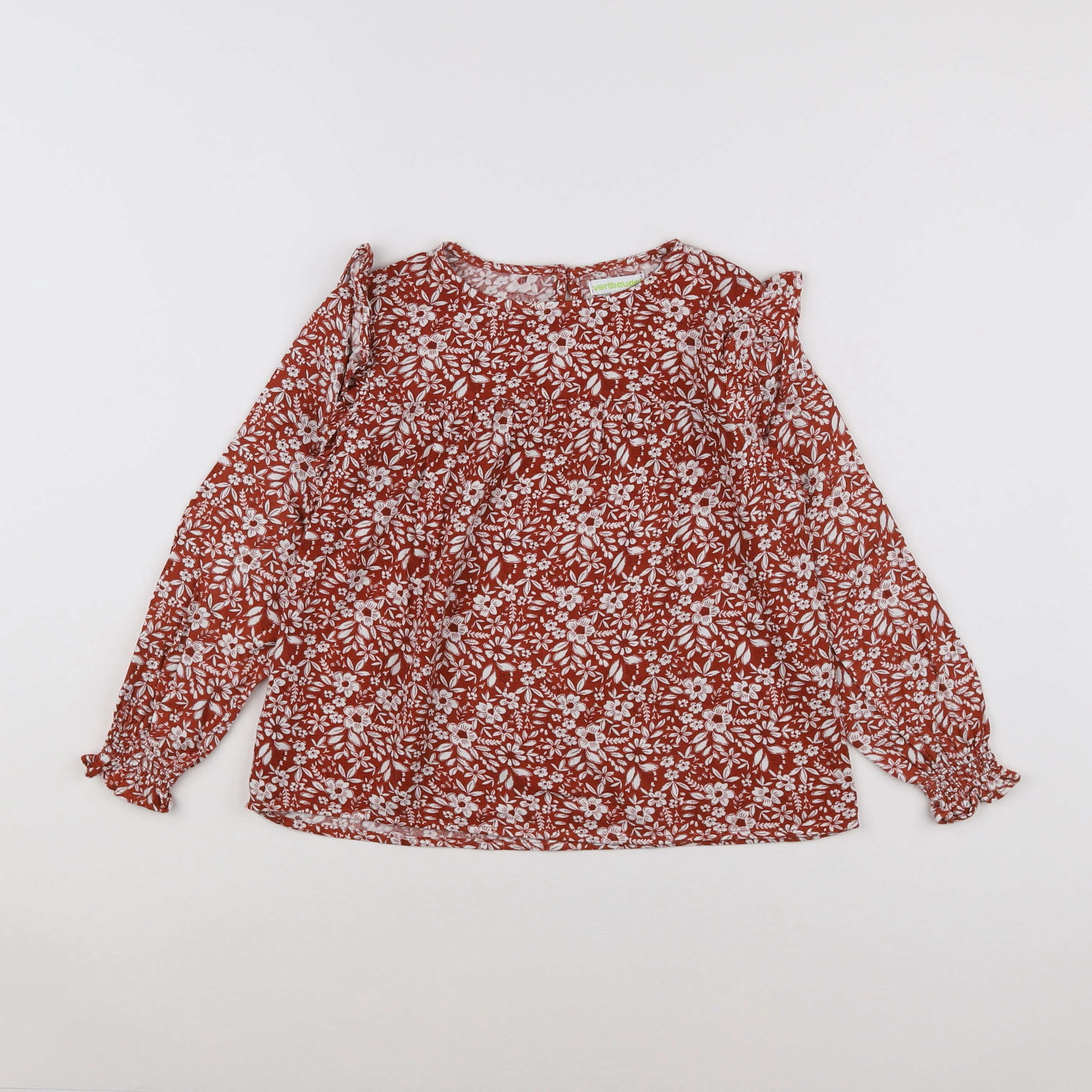 Vertbaudet - blouse marron, blanc - 6 ans