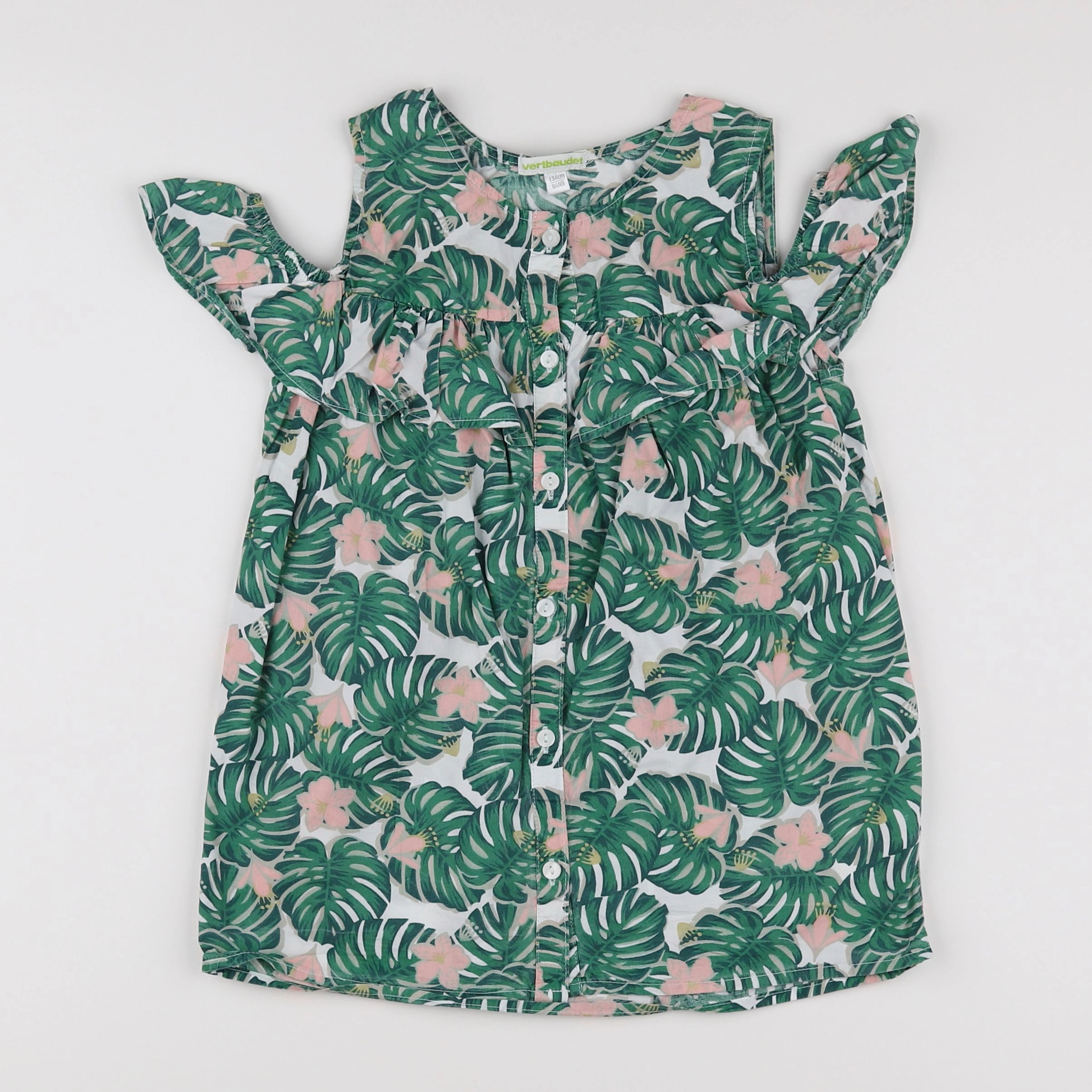 Vertbaudet - blouse blanc, vert - 9 ans