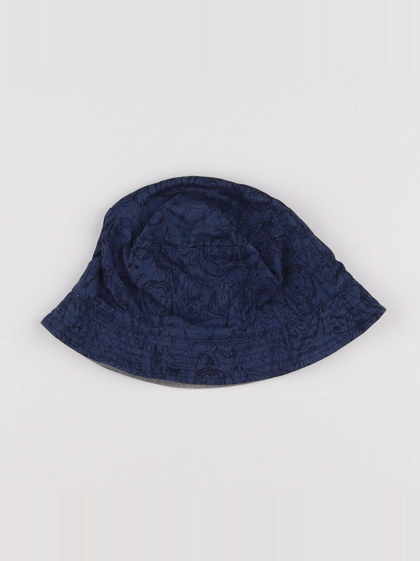 Vertbaudet - chapeau réversible bleu, gris - 12/14 ans