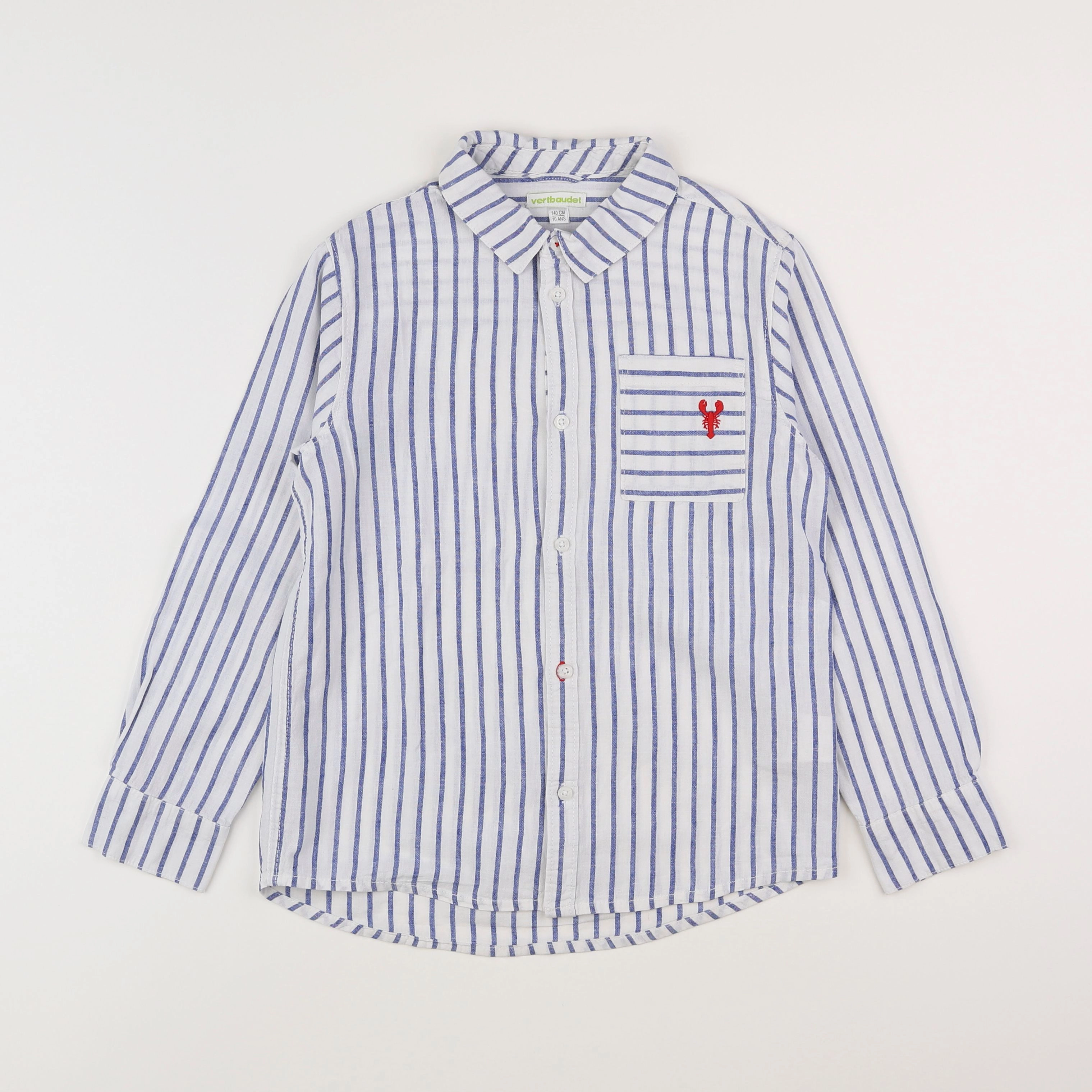 Vertbaudet - chemise bleu, blanc - 10 ans