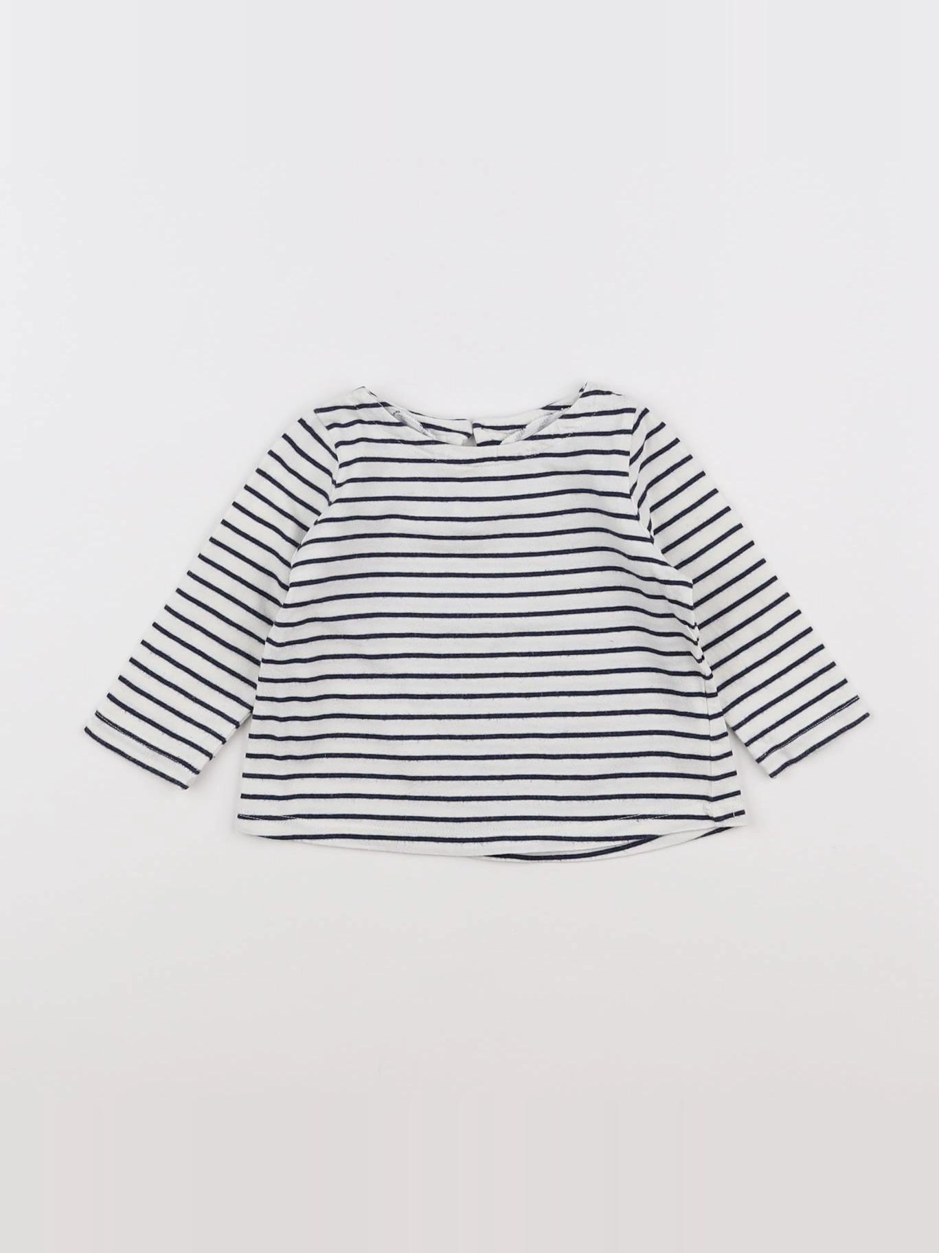 Boutchou - tee-shirt blanc, bleu - 6 mois