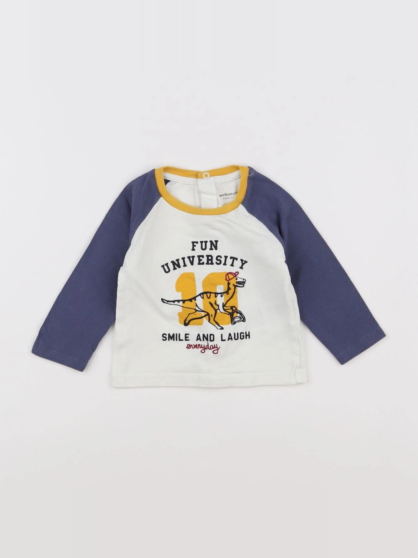 Vertbaudet - tee-shirt jaune, bleu, blanc - 6 mois