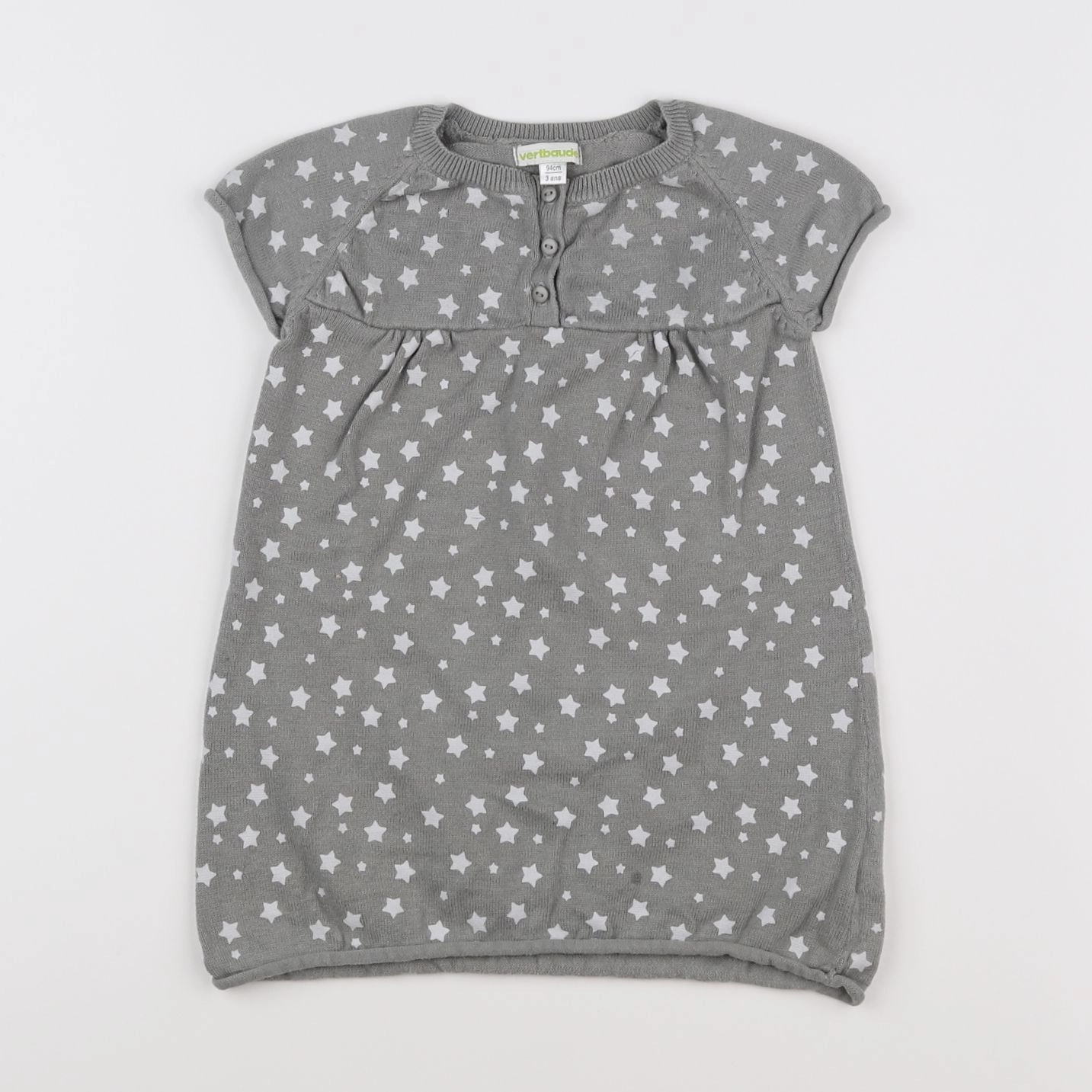 Vertbaudet - robe gris, blanc - 3 ans