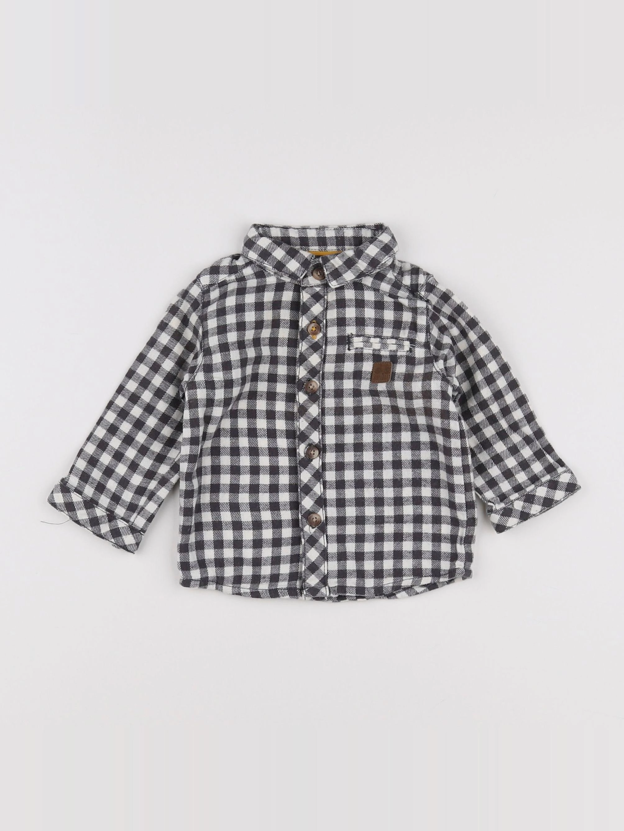 Vertbaudet - chemise gris, blanc - 6 mois