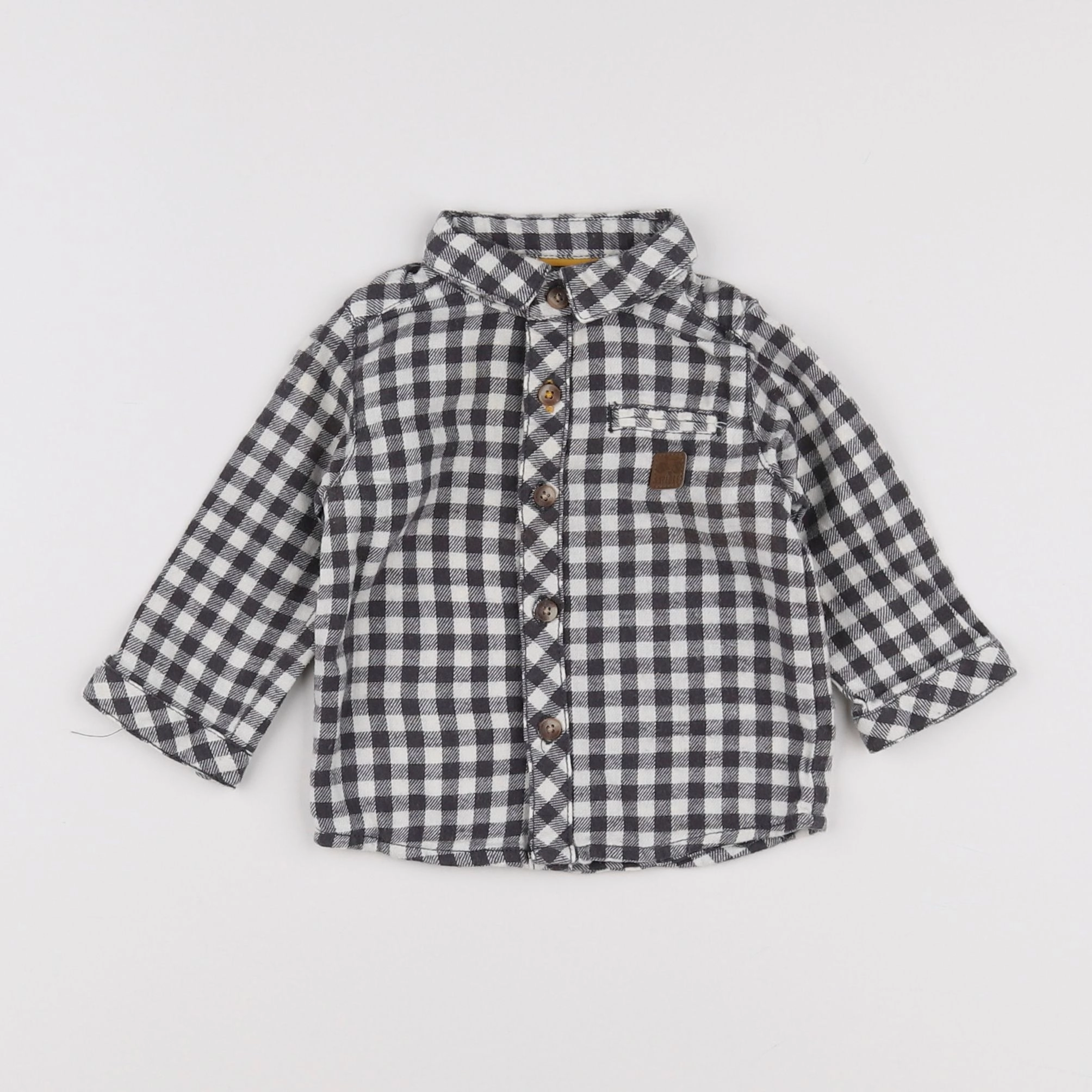 Vertbaudet - chemise gris, blanc - 6 mois