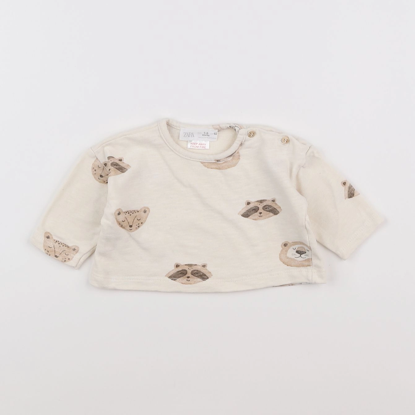 Zara - tee-shirt beige, marron - 1/3 mois