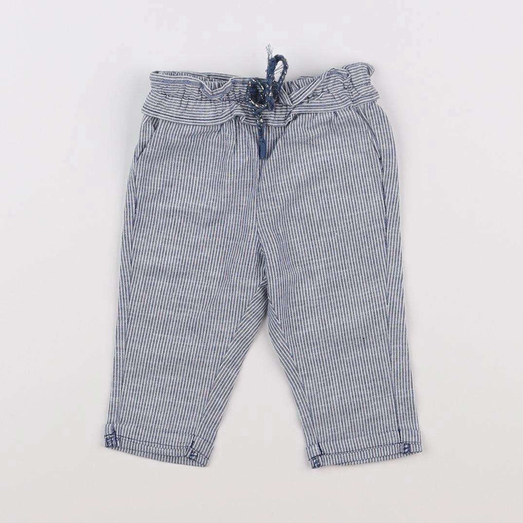 Vertbaudet - pantalon blanc, bleu - 3 mois
