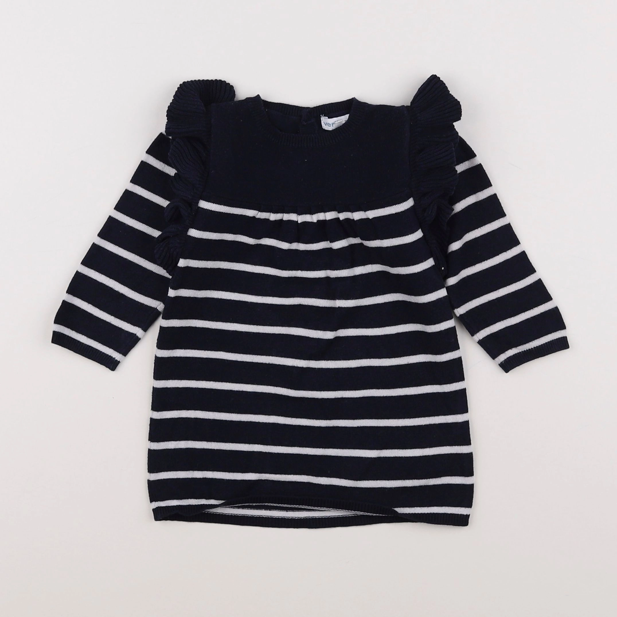 Vertbaudet - robe blanc, bleu - 9 mois