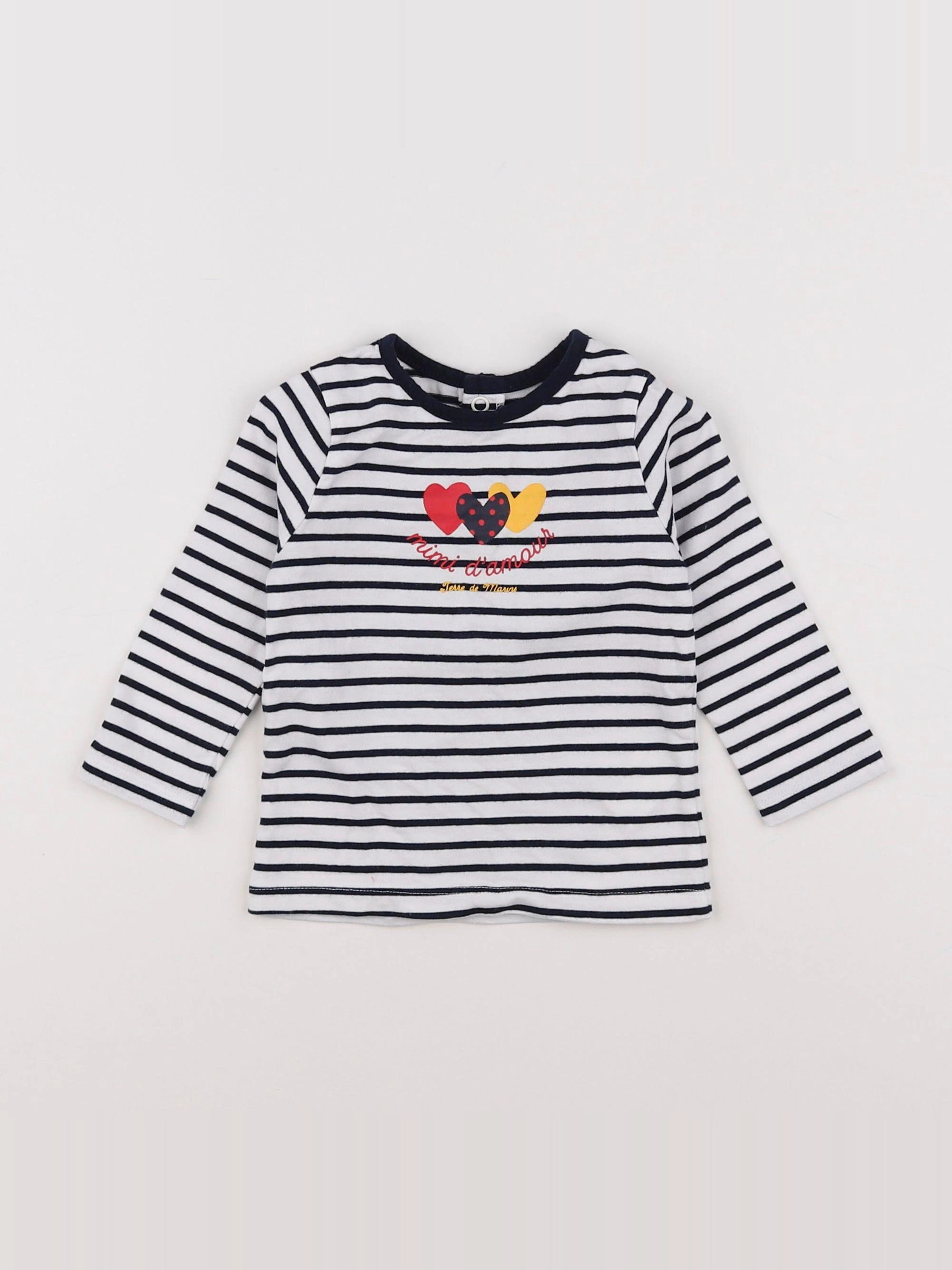 Terre de marins - tee-shirt blanc, bleu - 9 mois