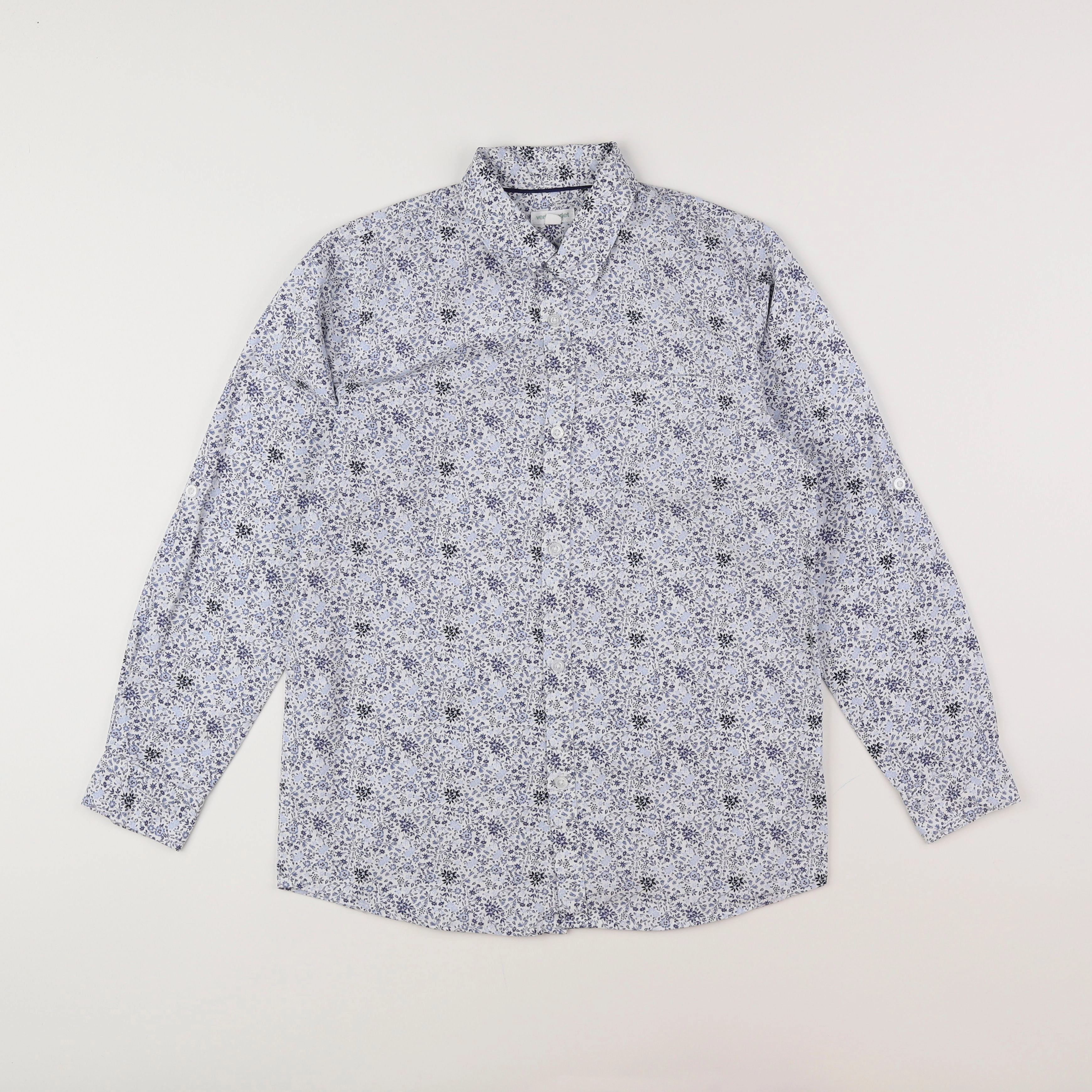 Vertbaudet - chemise blanc, bleu - 12 ans