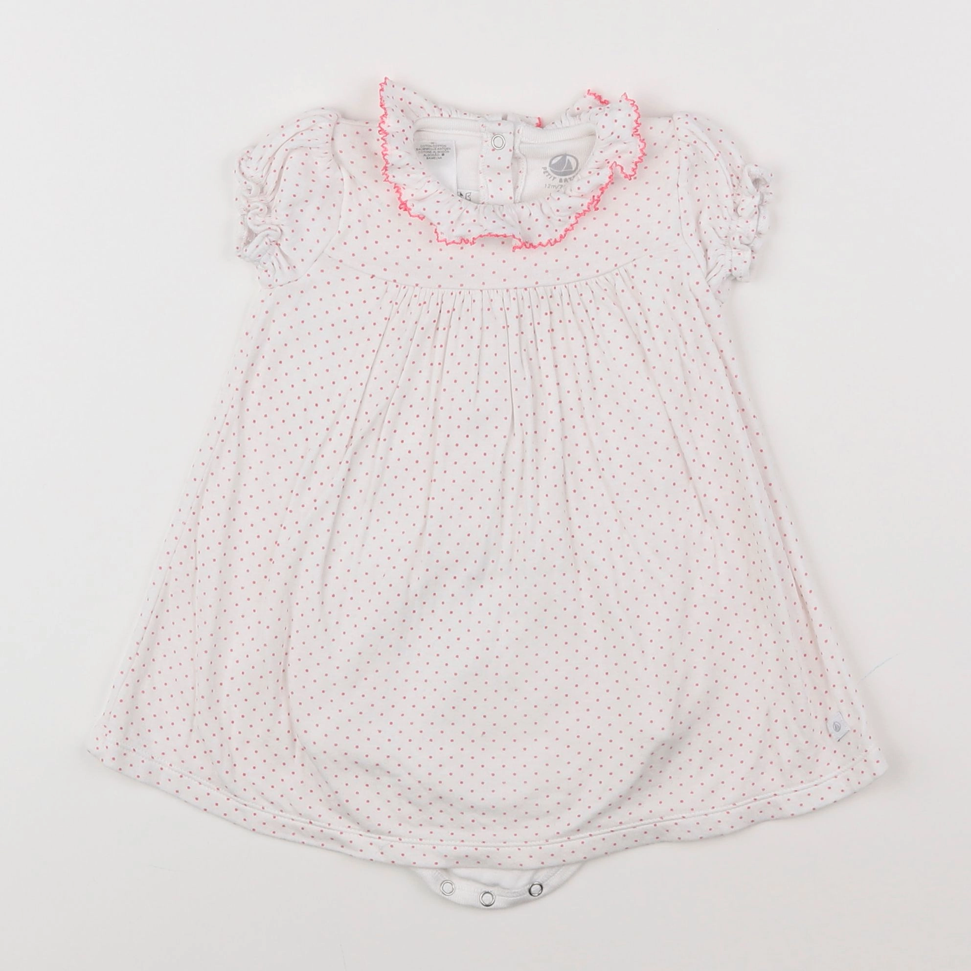 Petit Bateau - body robe rose - 12 mois