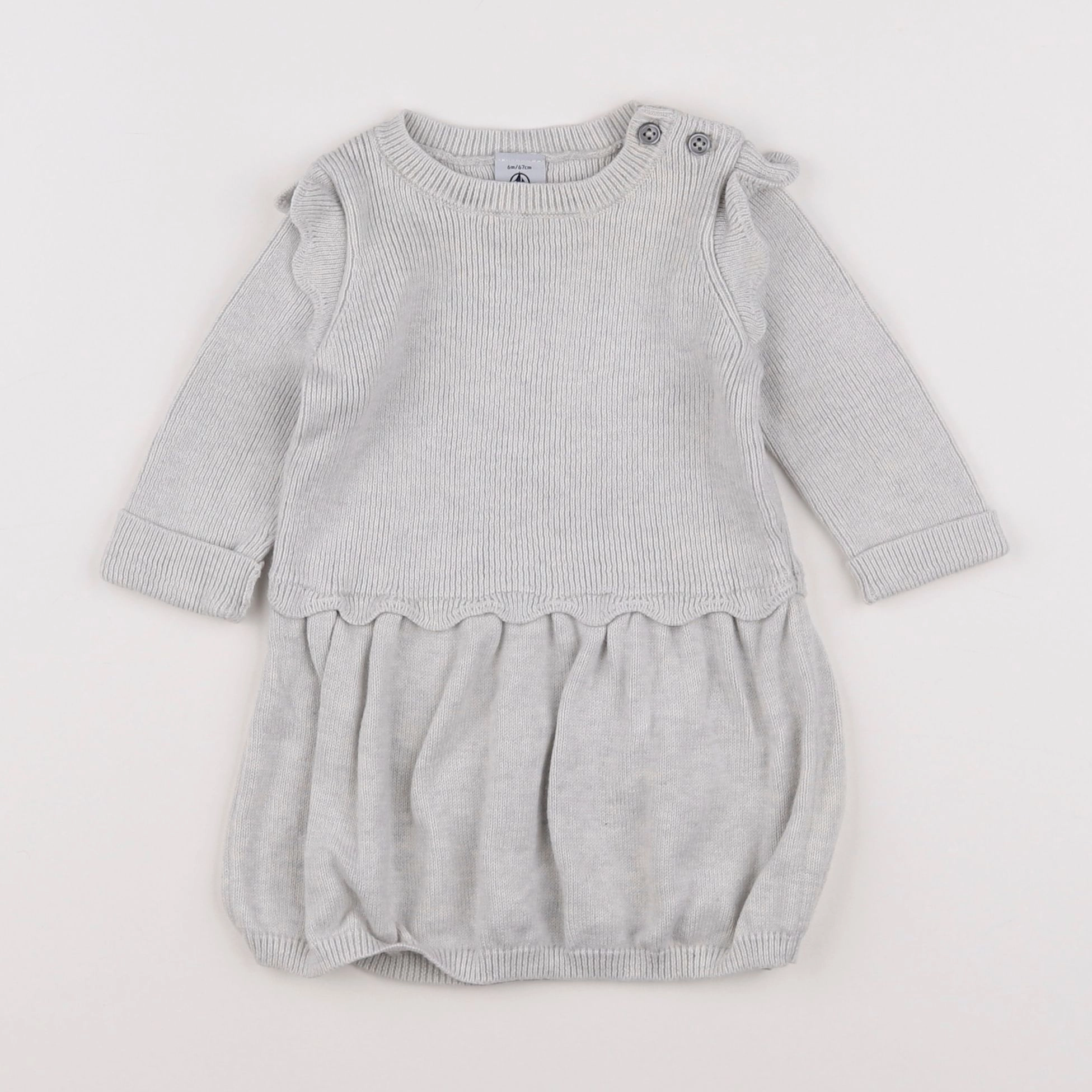 Petit Bateau - robe gris - 6 mois