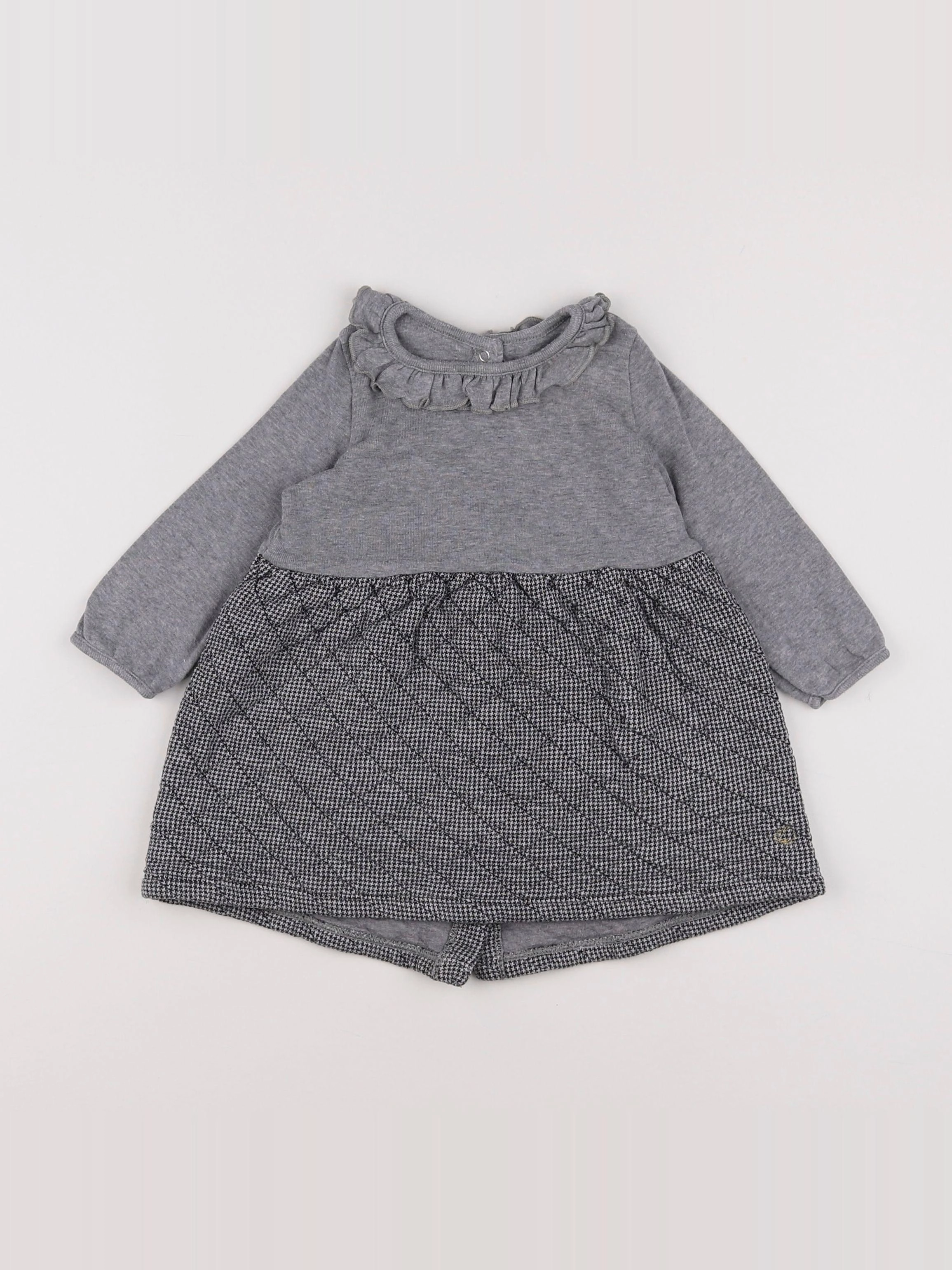 Petit Bateau - robe gris - 12 mois