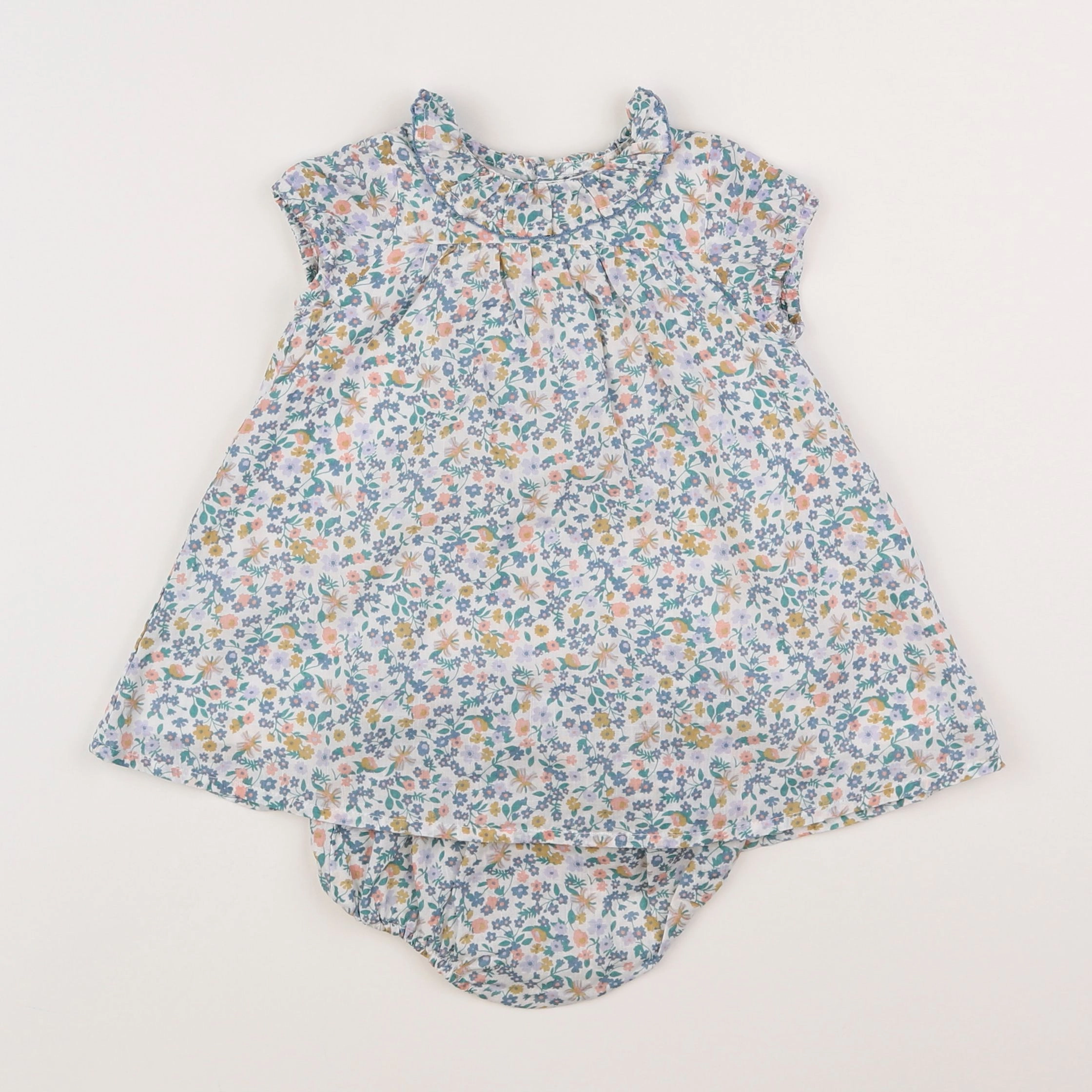 Boutchou - robe bleu, blanc - 6 mois